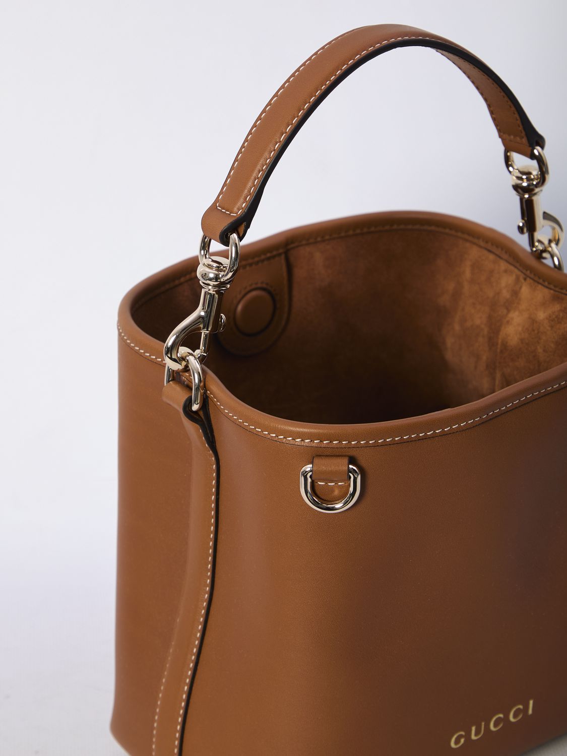 GUCCI Mini GG Emblem Bucket Handbag