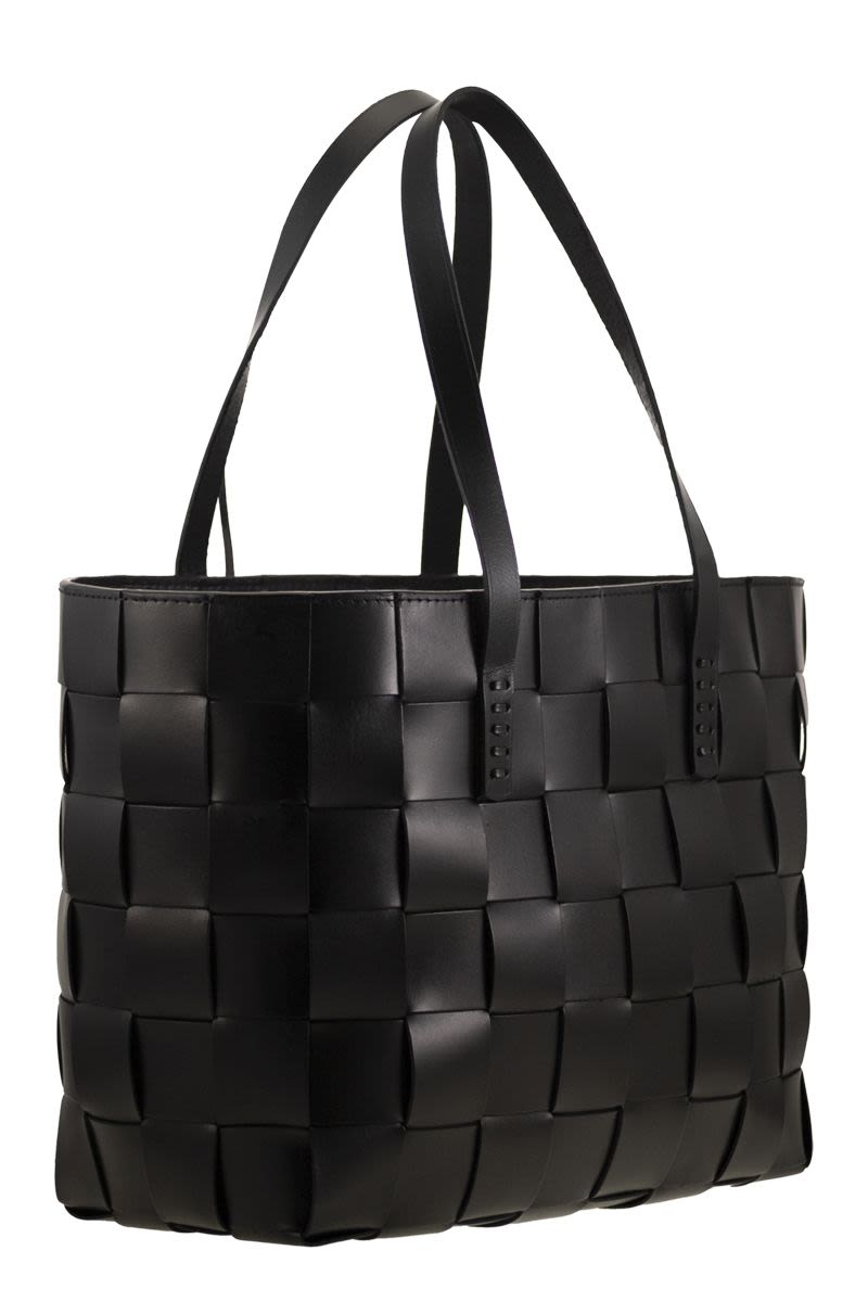 DRAGON Woven Leather Tote Handbag - 36x24.5x16.5 cm