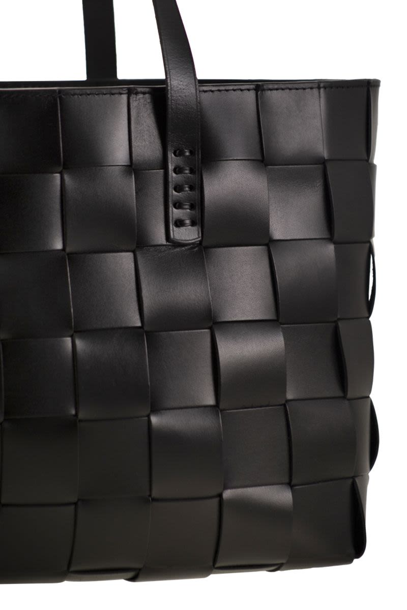 DRAGON Woven Leather Tote Handbag - 36x24.5x16.5 cm