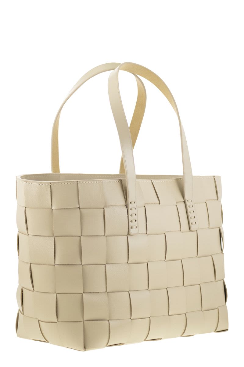 DRAGON Woven Leather Tote Handbag - 36 x 24.5 x 16.5 cm
