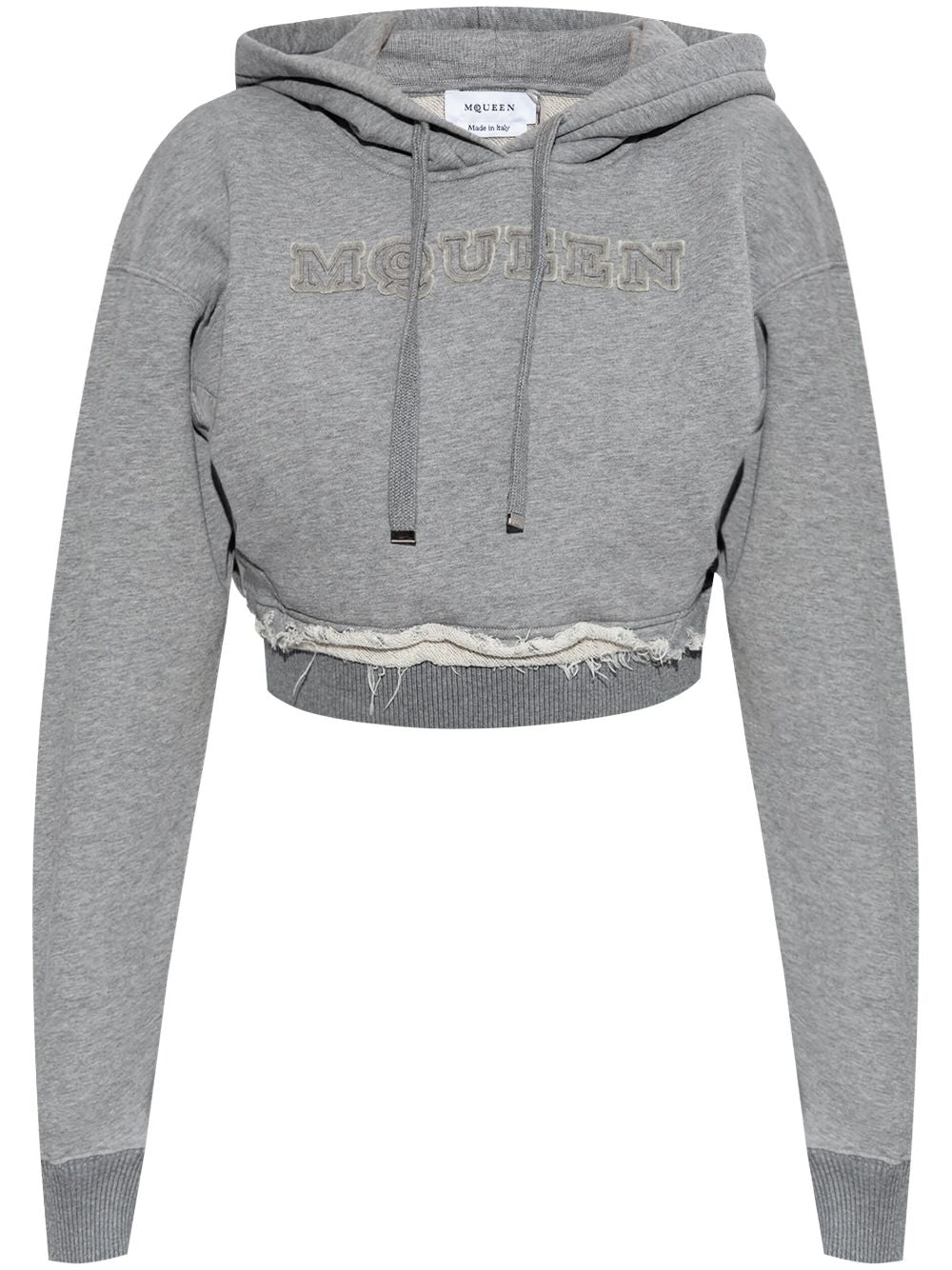 ALEXANDER MCQUEEN Cozy Hoodie Sweater with Drawstring and Distressed Finish