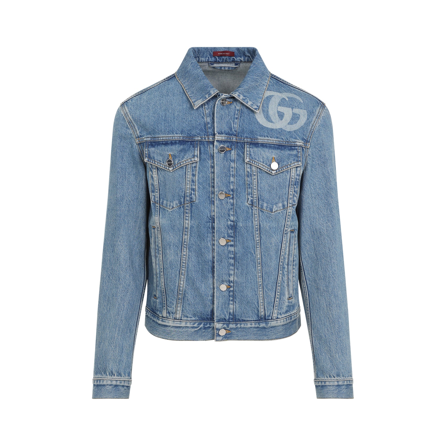 GUCCI Men's Denim Jacket with Logo Laser Detail