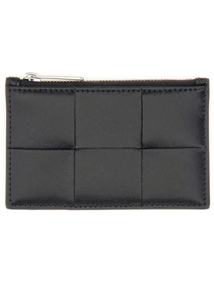 BOTTEGA VENETA Mini Leather Card Holder with Zipper