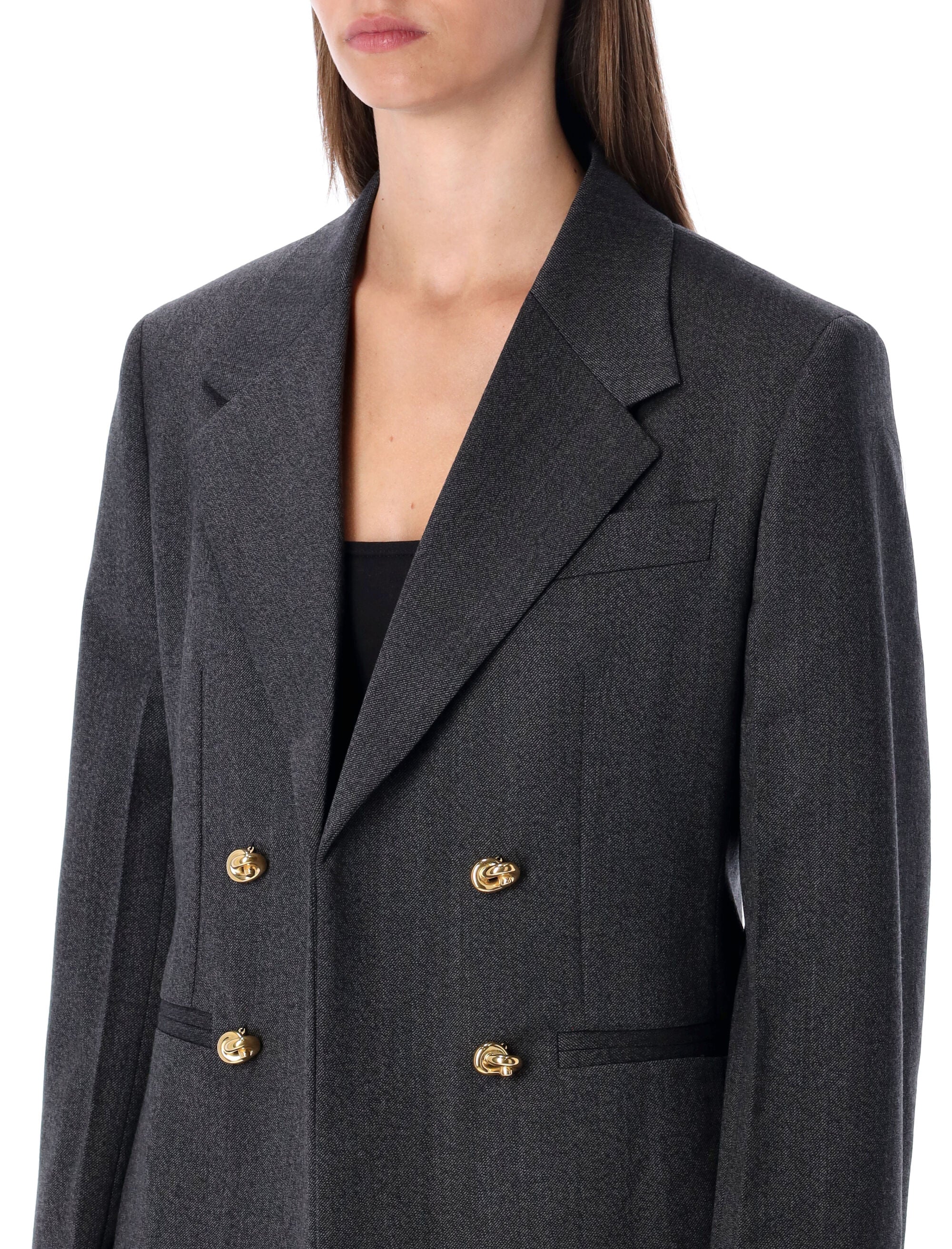 BOTTEGA VENETA Women's Structured Blazer with Gold Knot Buttons - Size 40