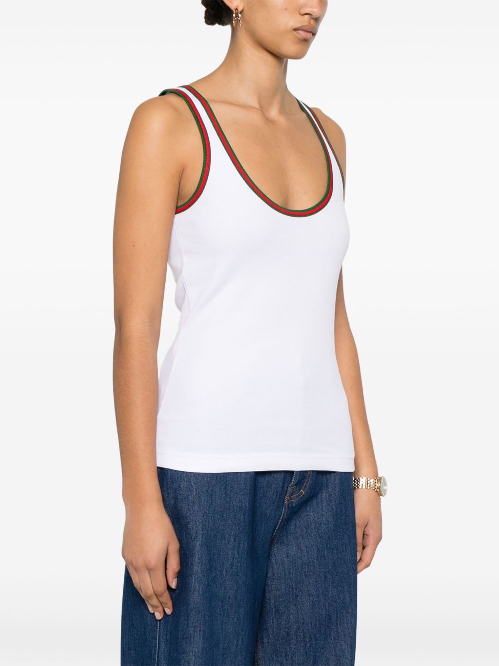 GUCCI Ribbed Cotton Slim Fit Tank Top - Size S