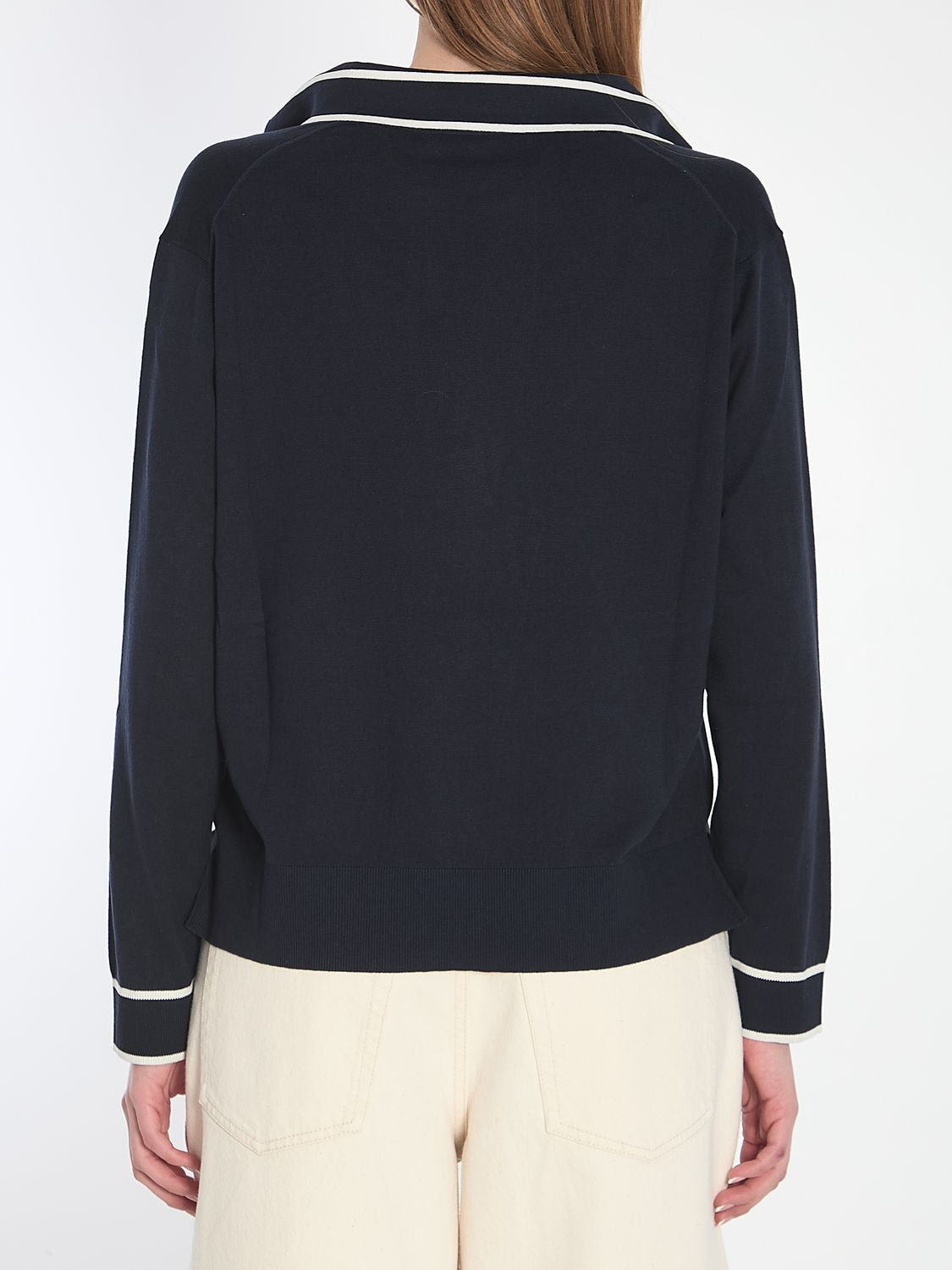 GUCCI Silk Blend Deep V-Neck Polo Shirt