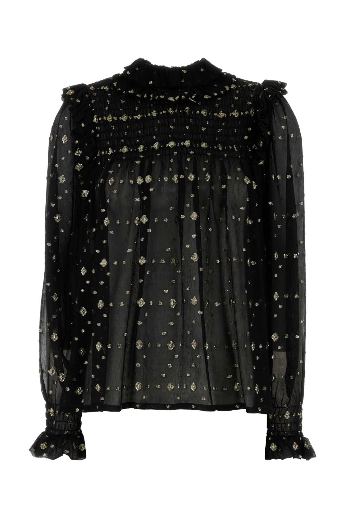 SAINT LAURENT Embroidered Crepe Blouse for Women - SS25