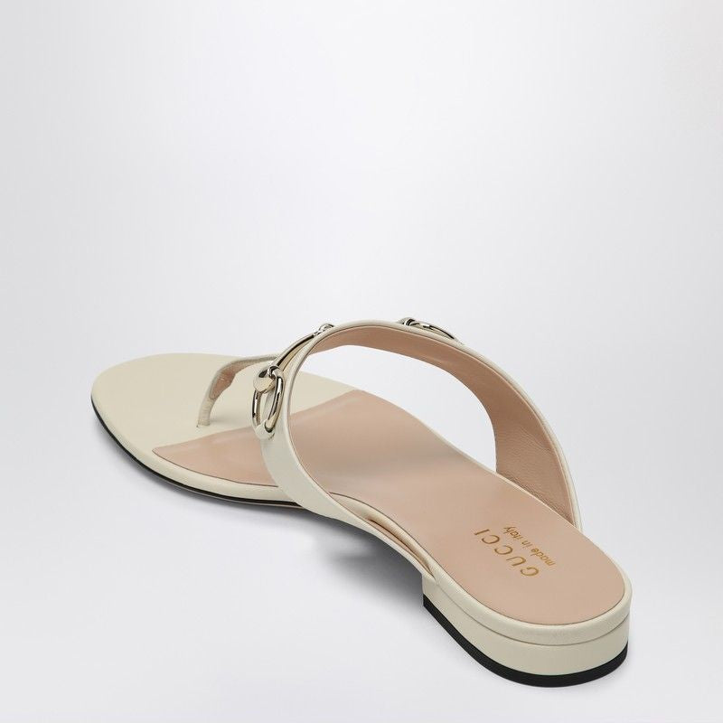 GUCCI Leather Flip-Flops with Metal Clasp Detail for Women