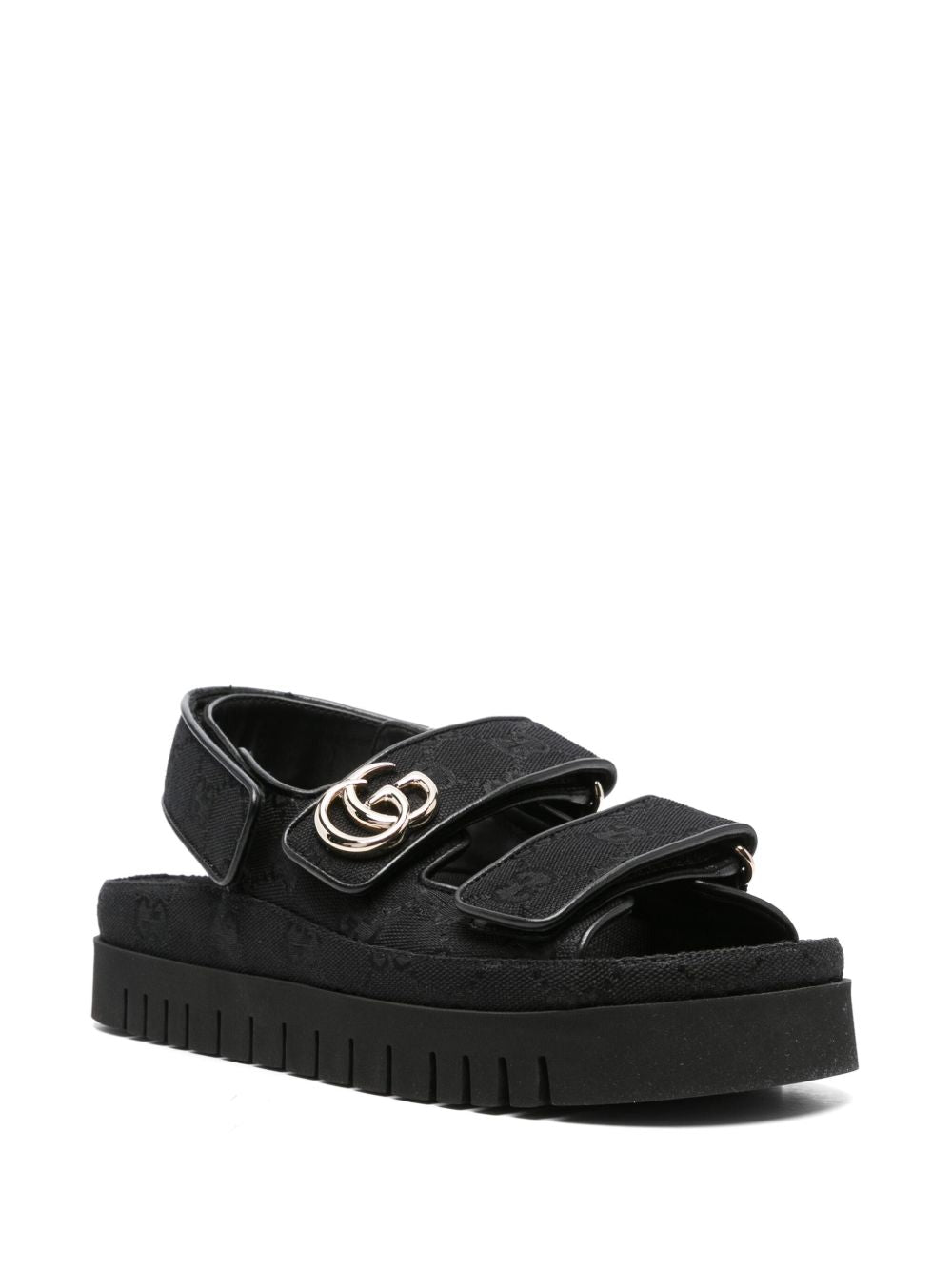 GUCCI Fabric Sandals with Double G Straps