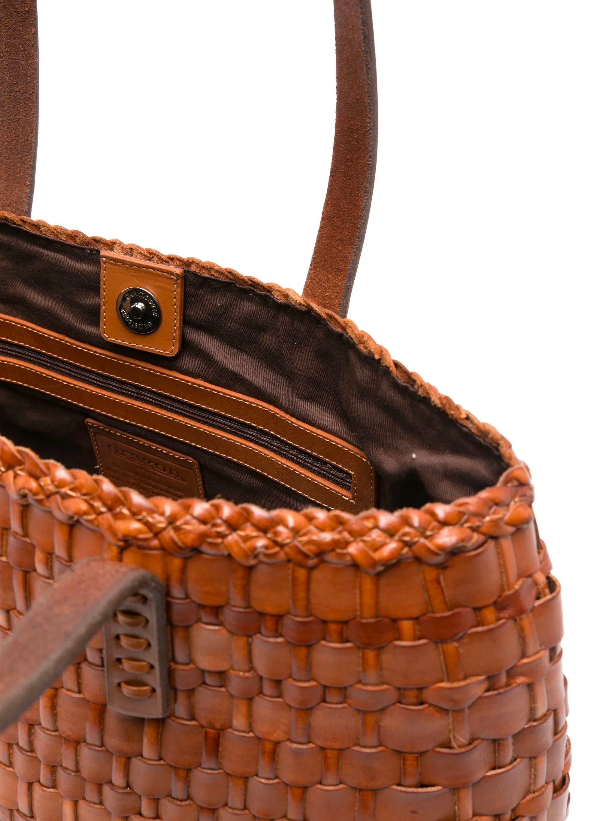 DRAGON DIFUSSION Handwoven Mini Handbag with Magnetic Closure - Dimensions: W 35 x H 25 x D 12 cm