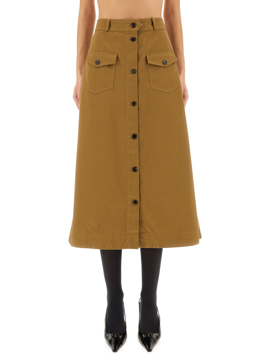 SAINT LAURENT Chic Midi Skirt with Buttons - Size 40