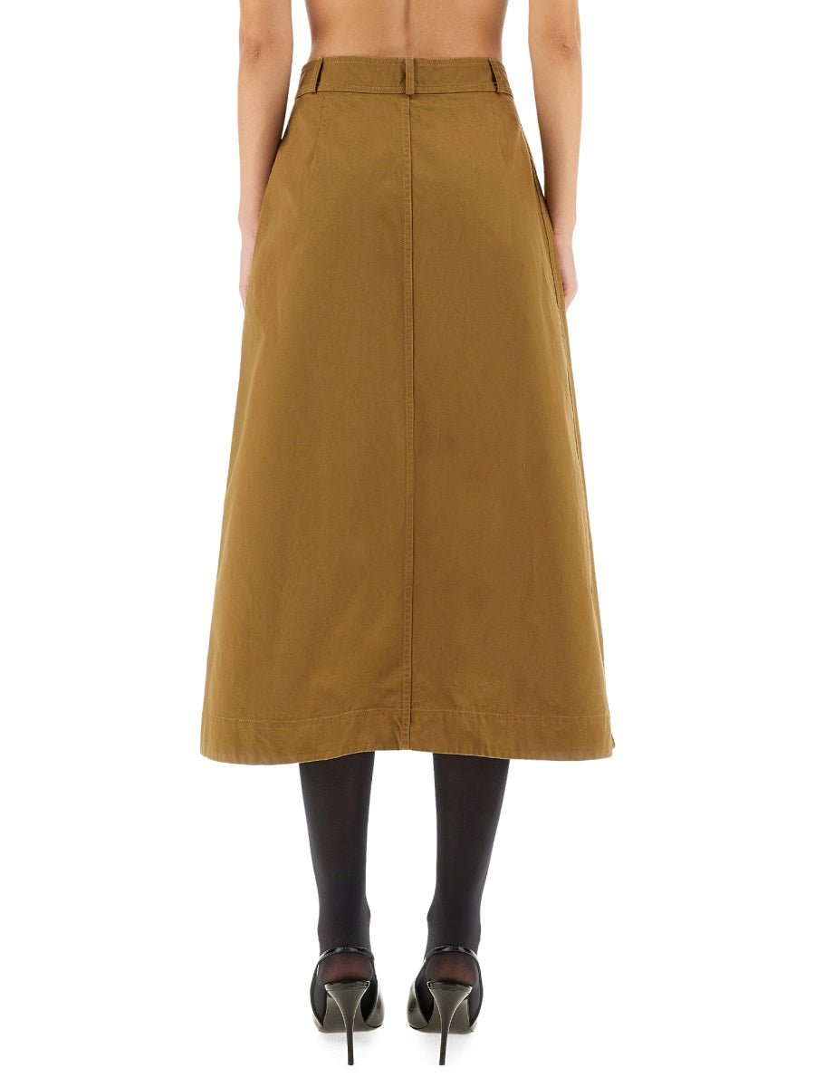 SAINT LAURENT Chic Midi Skirt with Buttons - Size 40