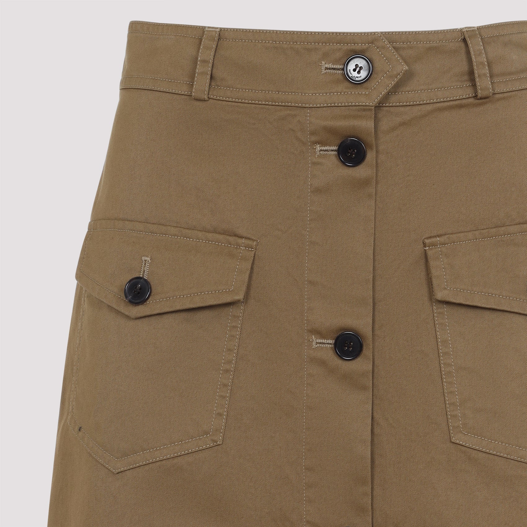 SAINT LAURENT High Waisted Midi Skirt with Button Front