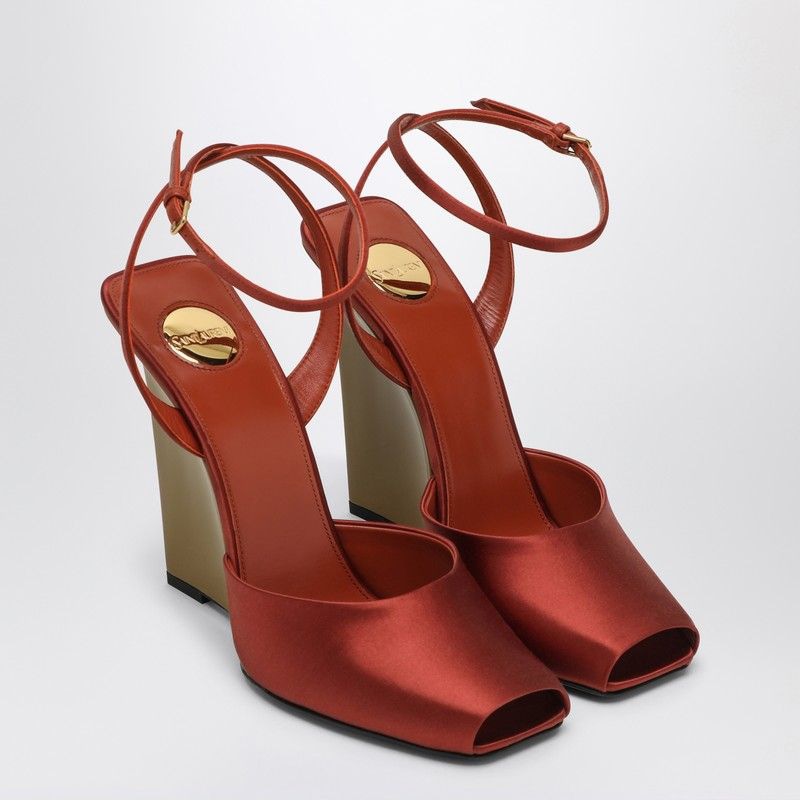 SAINT LAURENT The Scandale in Satin Wedge Sandals