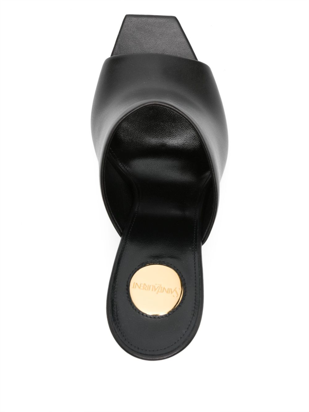 SAINT LAURENT High Heel Leather Sandals with Logo Embellishment