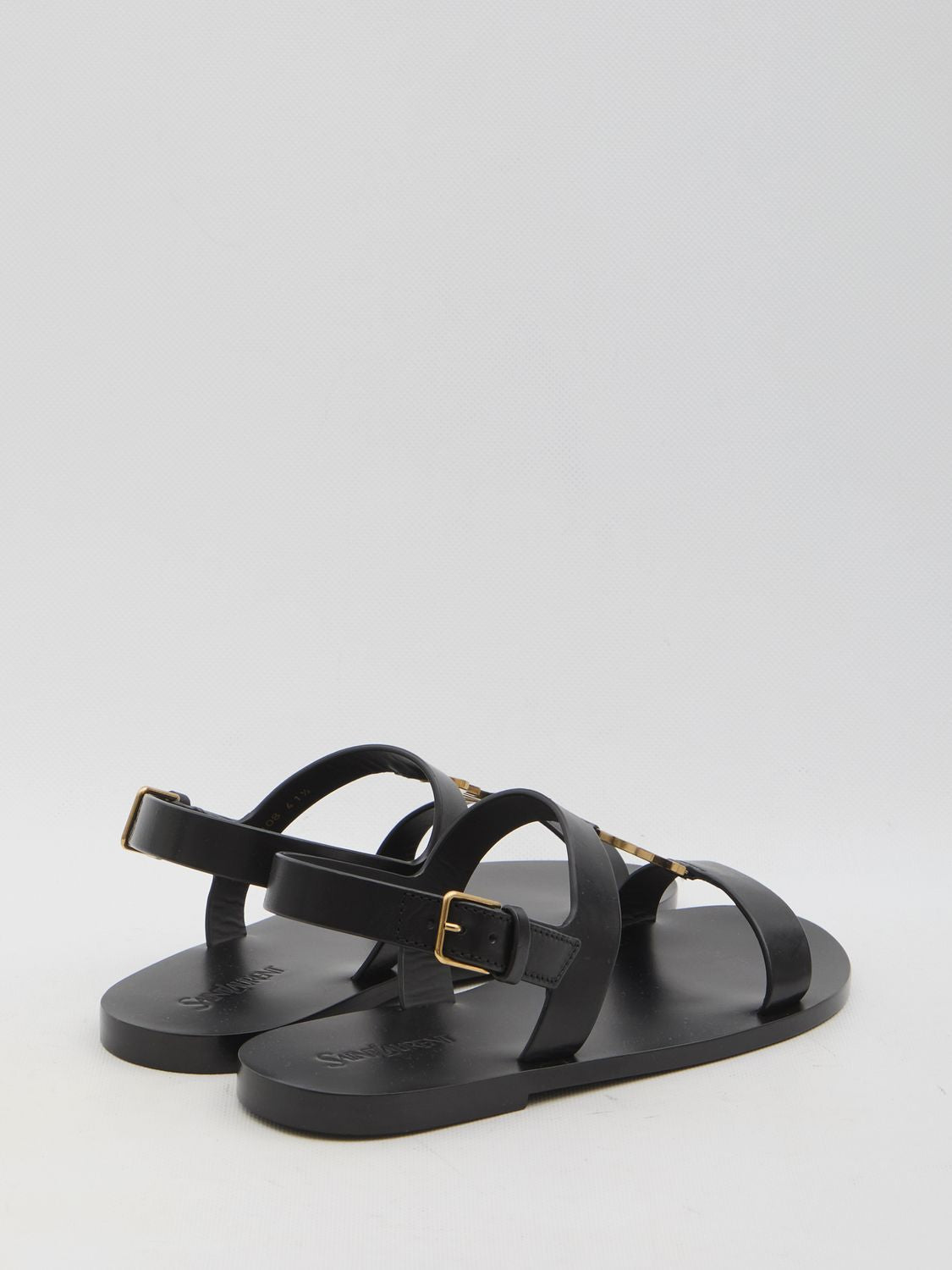 SAINT LAURENT Cassandra Wide T-Strap Flat Sandals