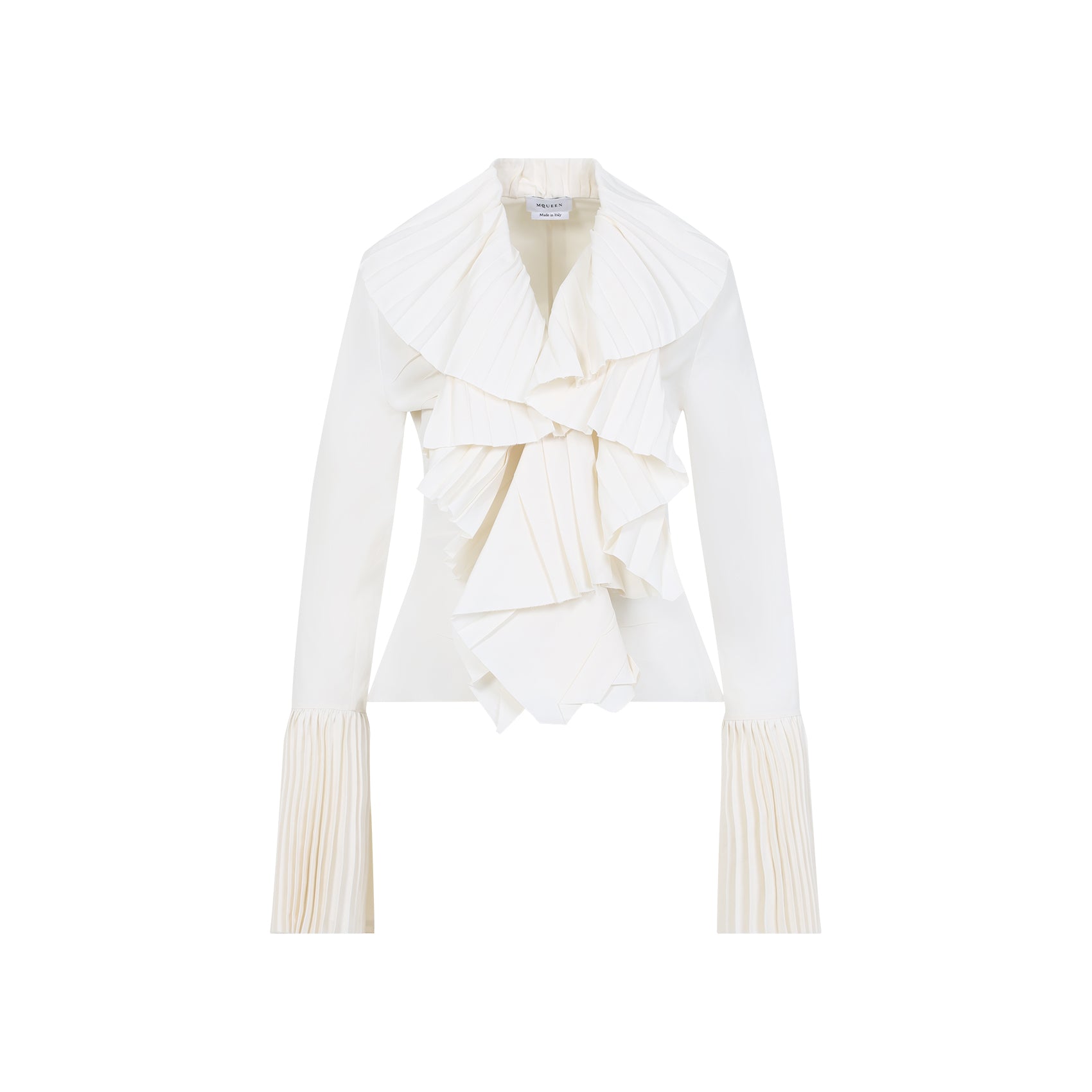 ALEXANDER MCQUEEN Pleated Blouse with Long Sleeves and V-Neck for Women