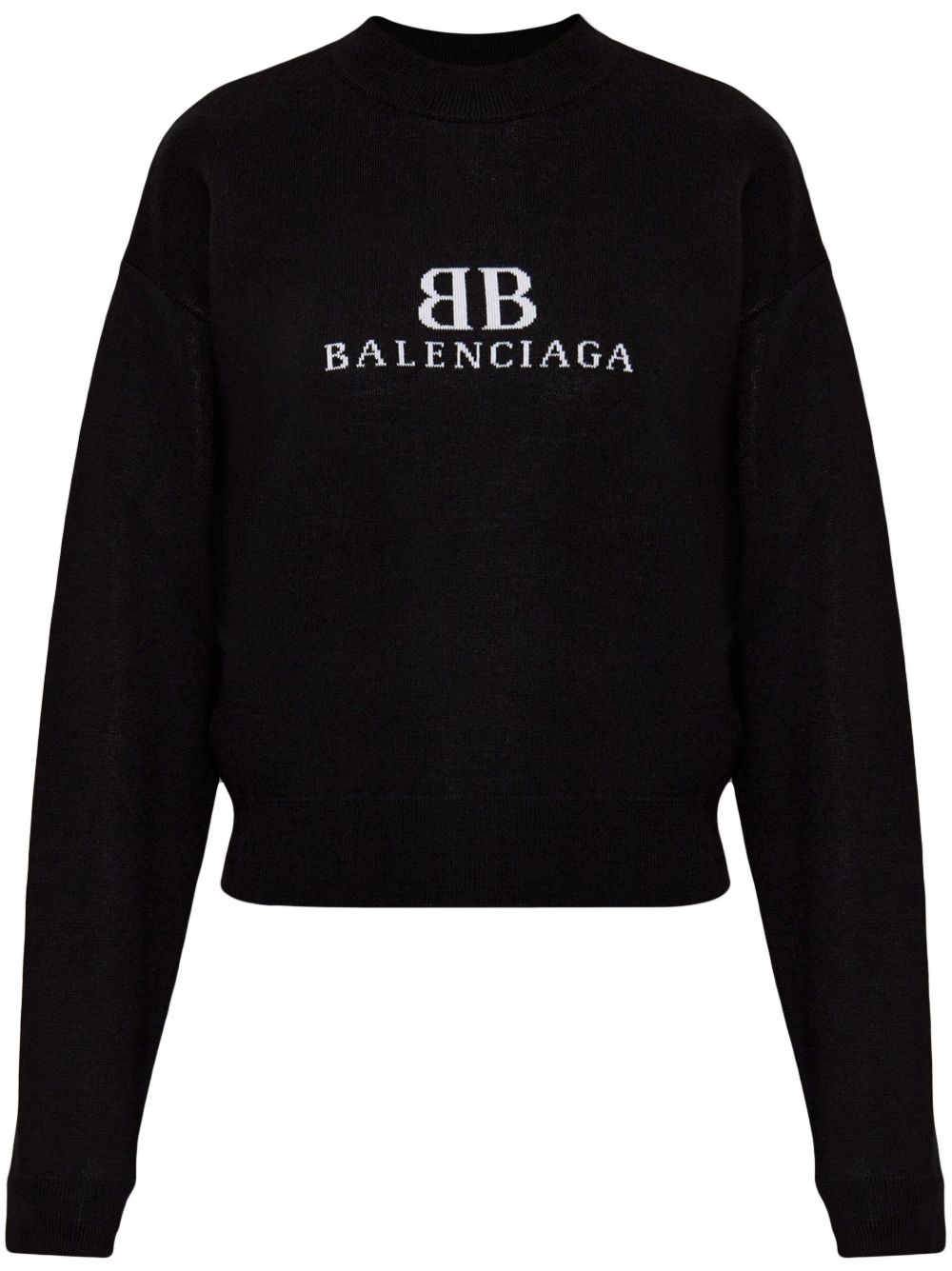 BALENCIAGA Wool Crew Neck Drop Shoulder Sweater for Women