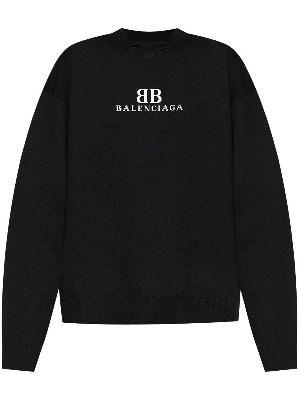 BALENCIAGA Oversize Wool Blend Crewneck Sweater