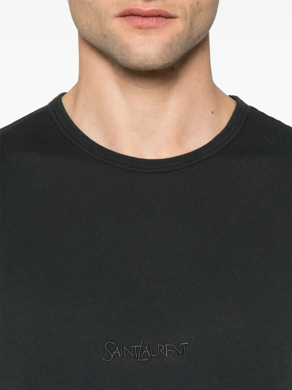SAINT LAURENT Logo Embroidered Crewneck T-Shirt
