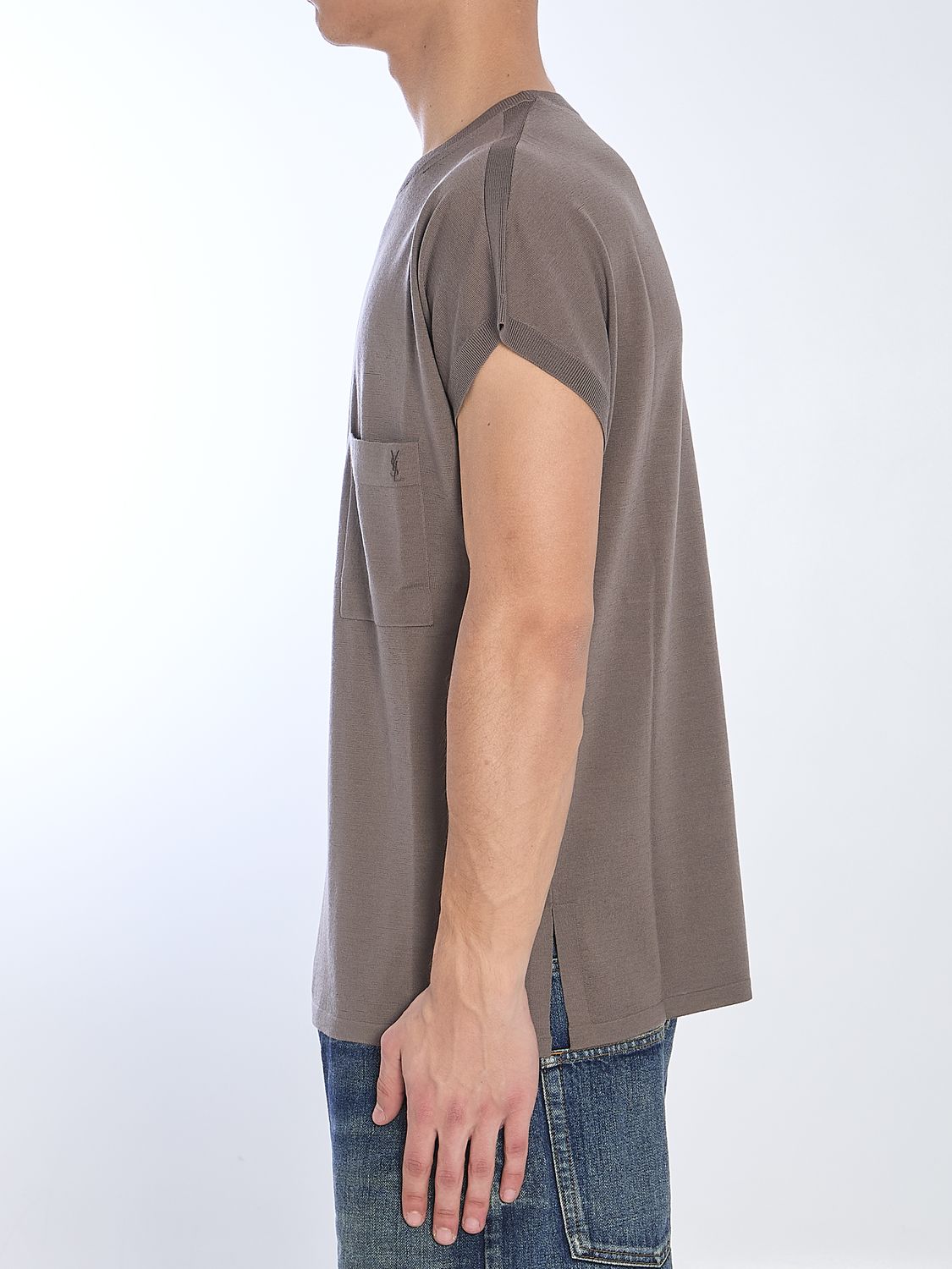 SAINT LAURENT Men's Wool Mini Crewneck T-Shirt - Size L