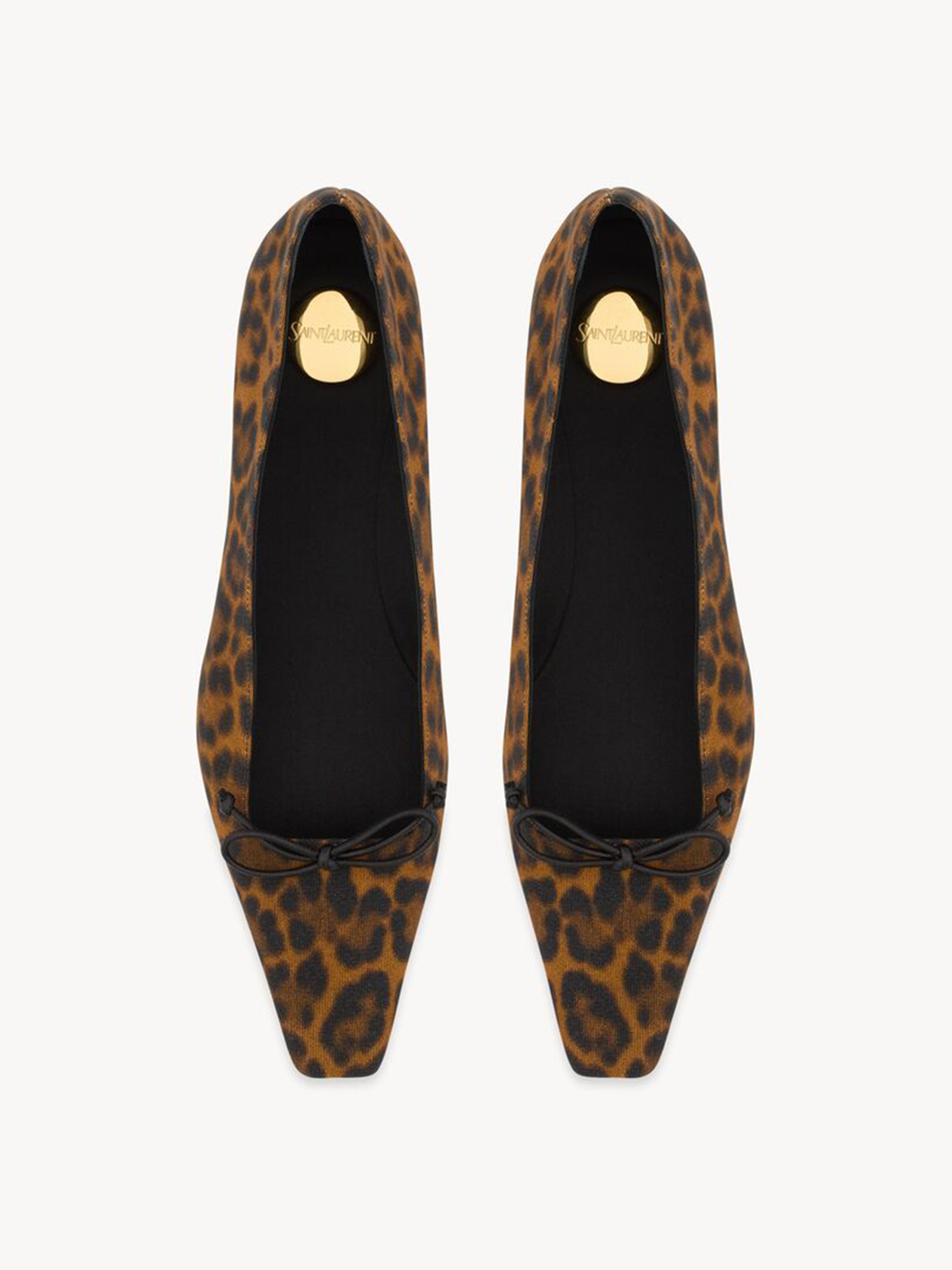 SAINT LAURENT Poppy Grosgrain Square Toe Flats