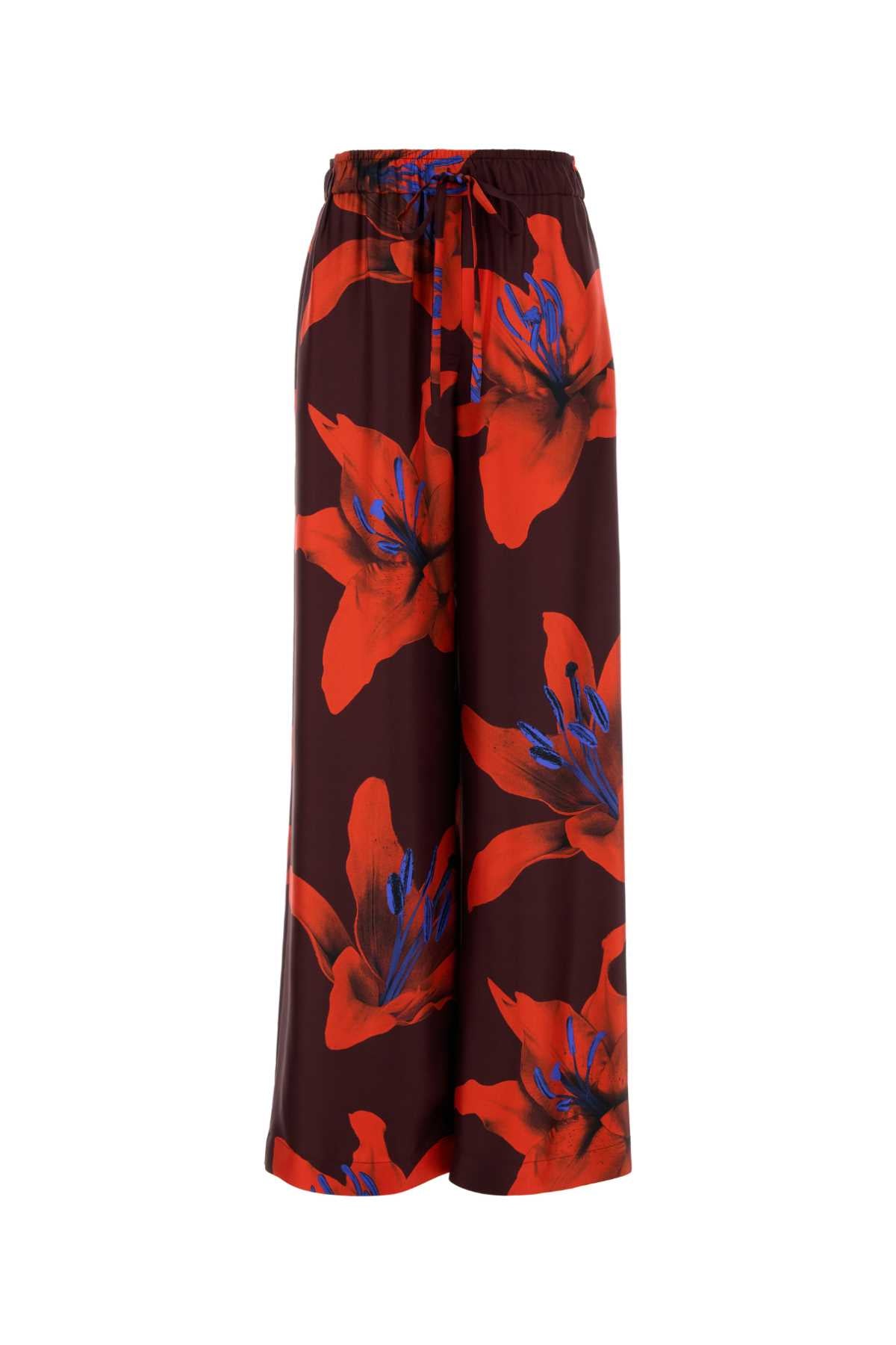 ALEXANDER MCQUEEN Printed Satin Wide-Leg Pants