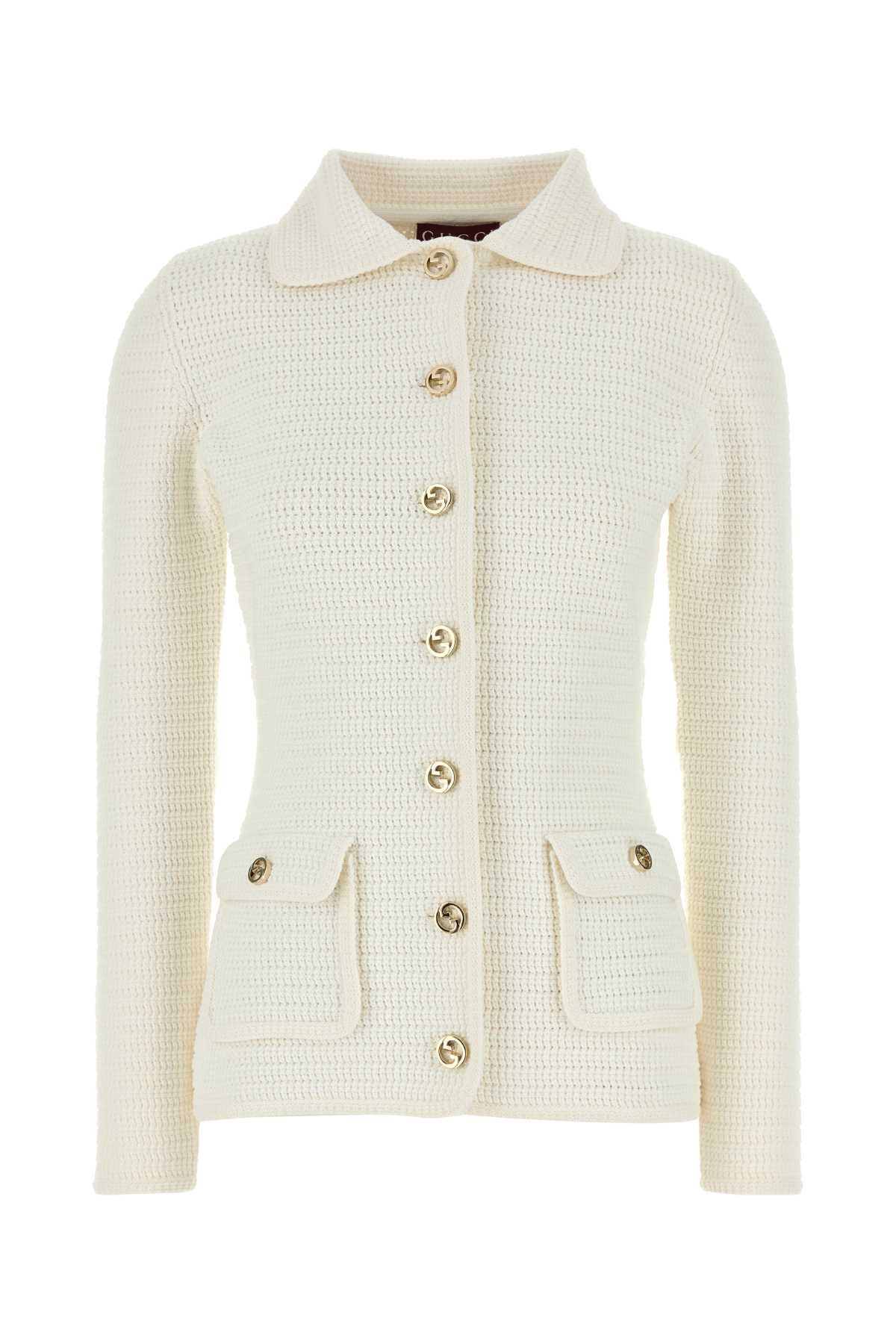 GUCCI Women's Cotton Cardigan with Two Buttoned Front Flap Pockets