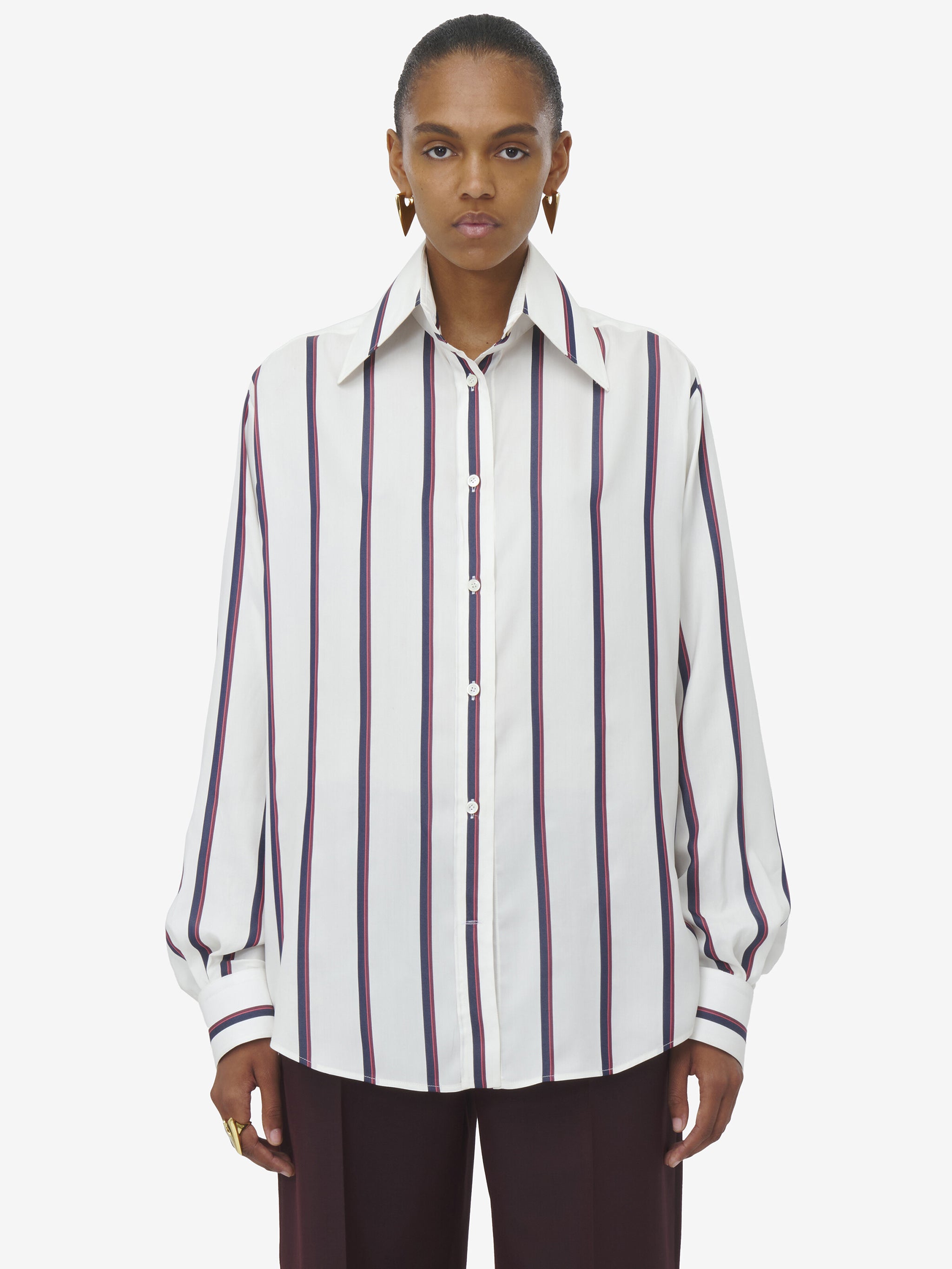 ALEXANDER MCQUEEN College Stripe Silk Shirt for Women