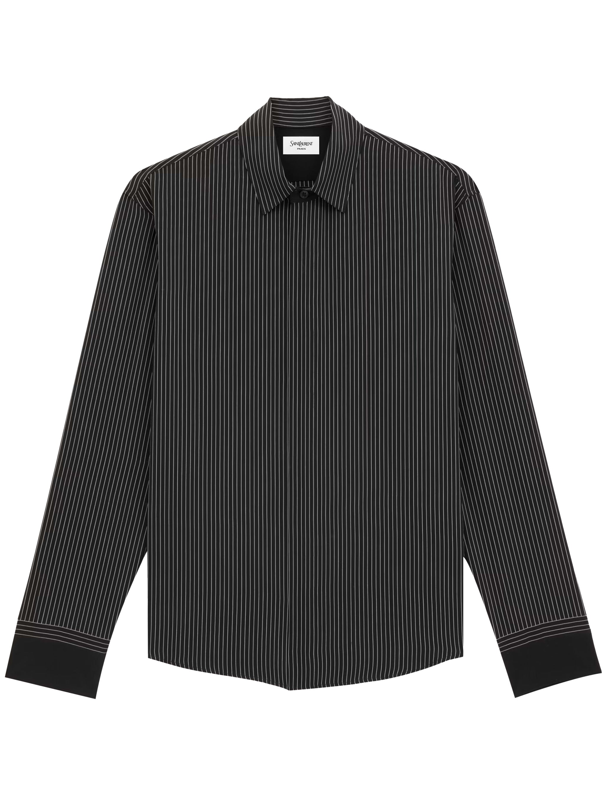 SAINT LAURENT Slim Fit Striped Silk Shirt