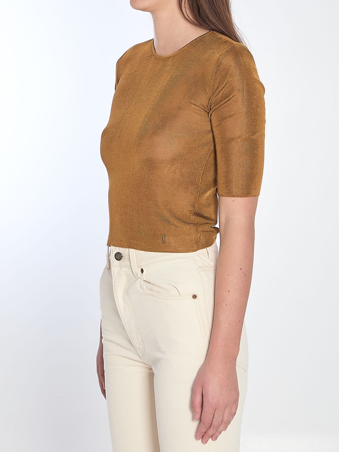 SAINT LAURENT Mini Cropped Top with Metal Detail