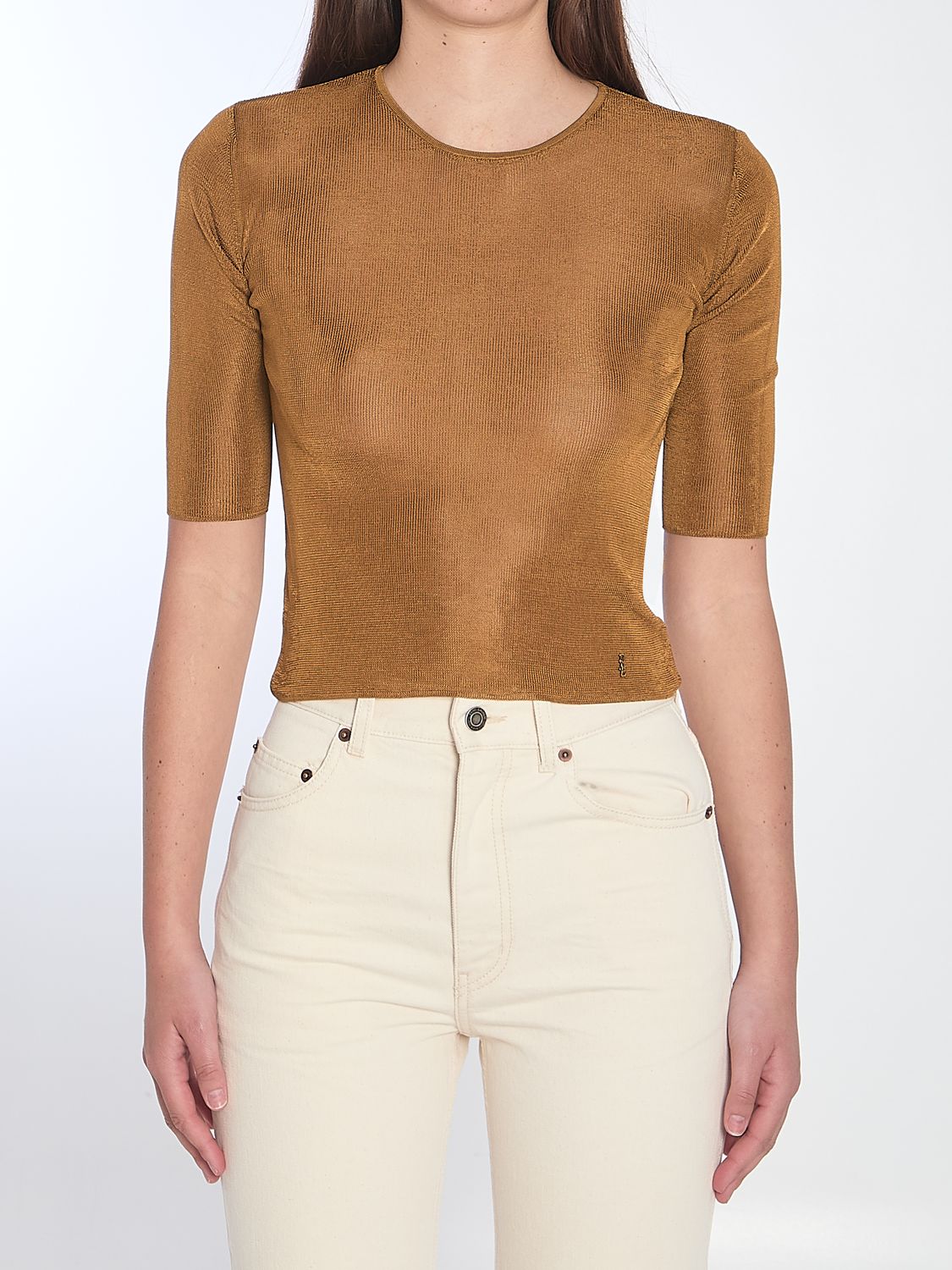 SAINT LAURENT Mini Cropped Top with Metal Detail