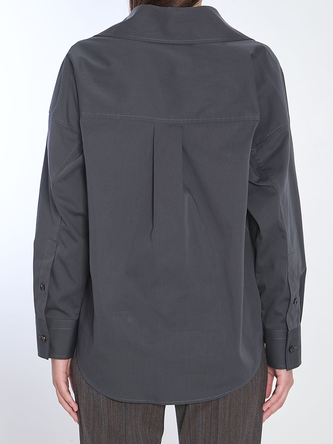 BOTTEGA VENETA Cotton-Silk Blend Shirt with V-Neckline and Dropped Shoulders - Size 40