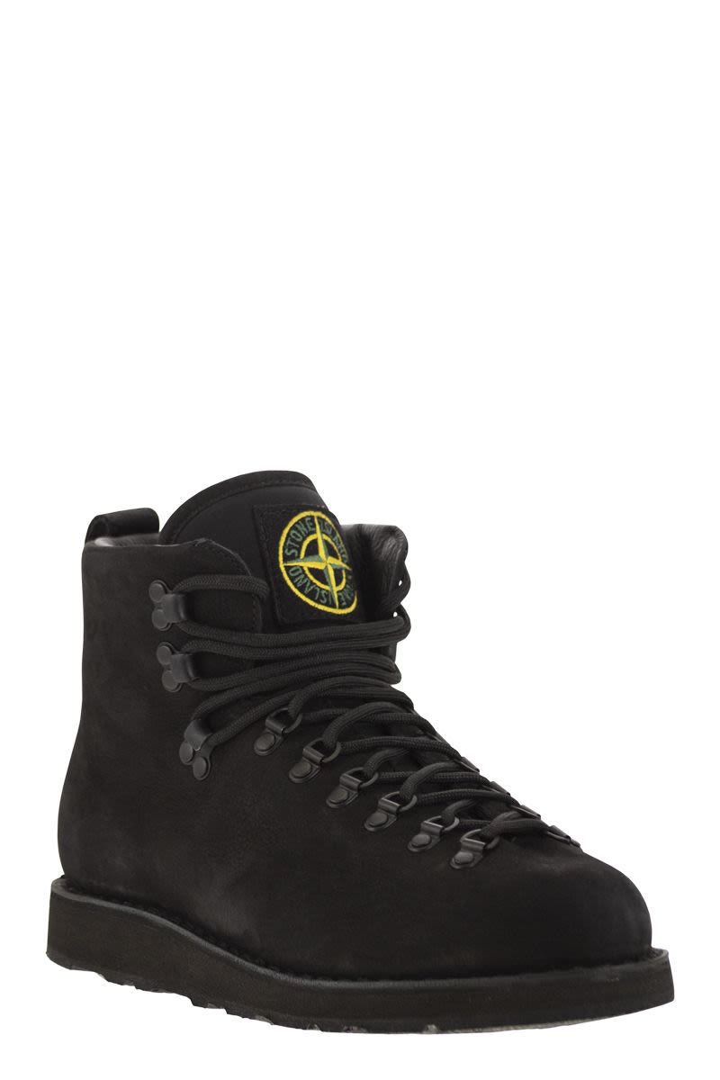STONE ISLAND Innovative Nubuck Leather Lace-Up Boots with Rubber Sole 3.5 cm Height