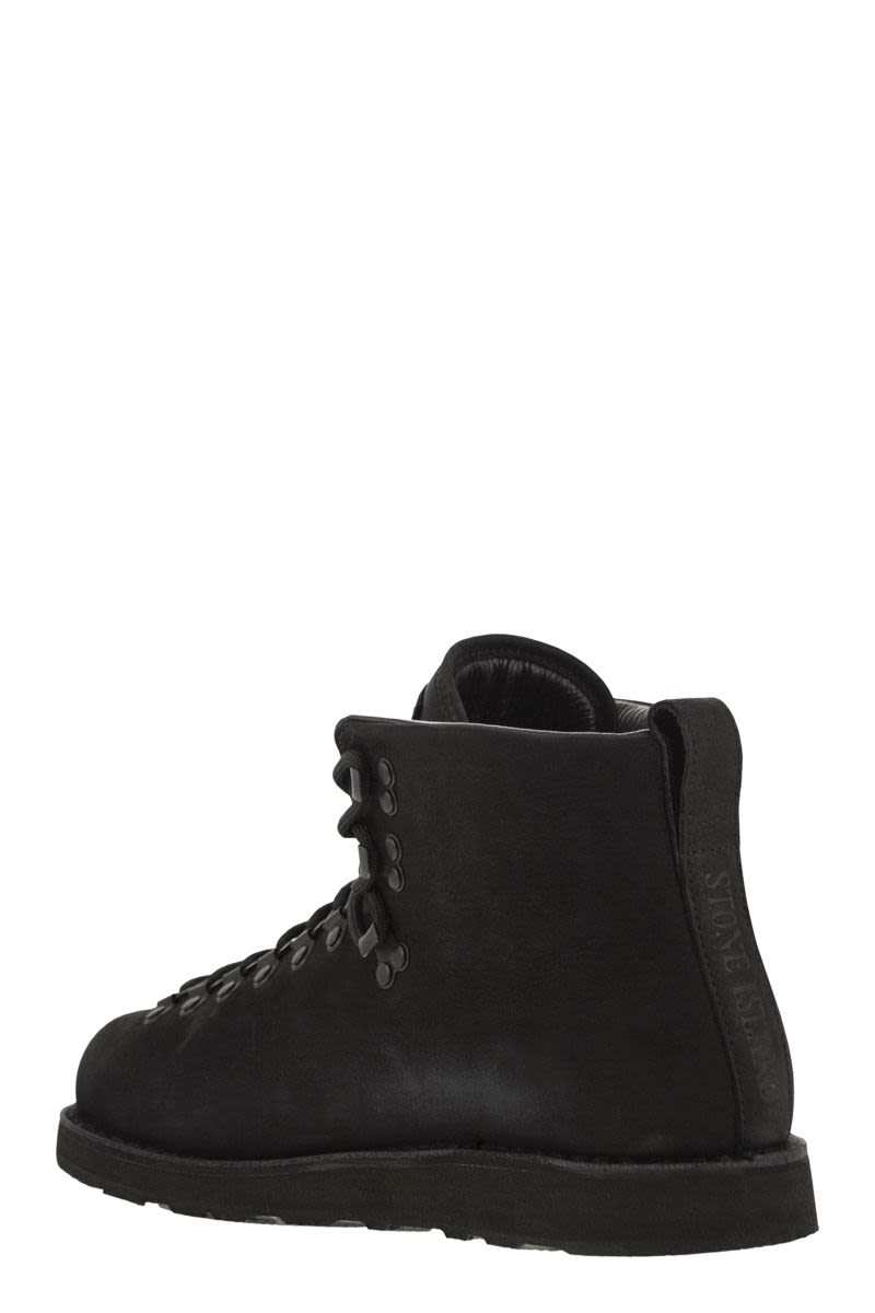 STONE ISLAND Innovative Nubuck Leather Lace-Up Boots with Rubber Sole 3.5 cm Height