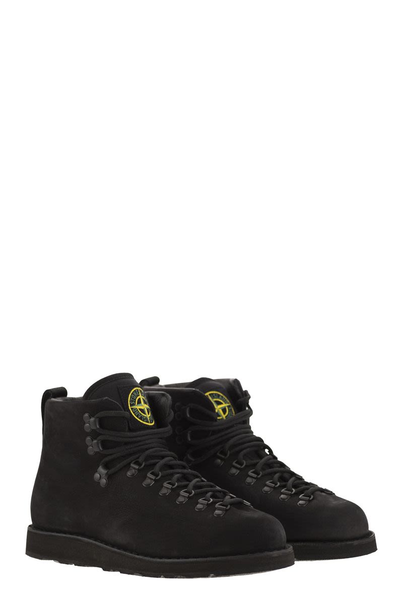STONE ISLAND Innovative Nubuck Leather Lace-Up Boots with Rubber Sole 3.5 cm Height