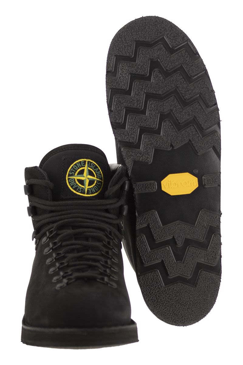 STONE ISLAND Innovative Nubuck Leather Lace-Up Boots with Rubber Sole 3.5 cm Height