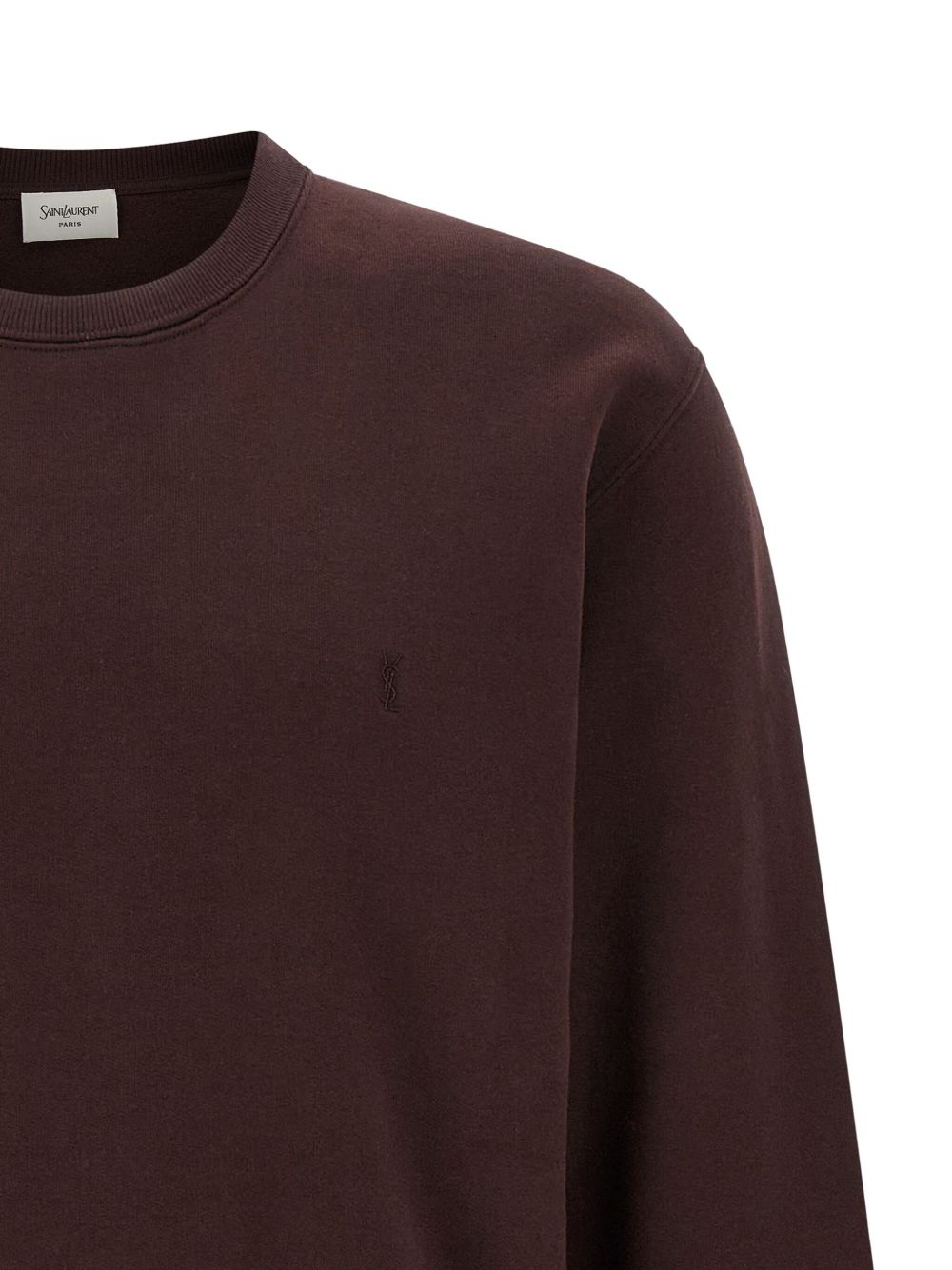 SAINT LAURENT Cotton Crew Neck Sweatshirt with Ribbed Cuffs - FW25