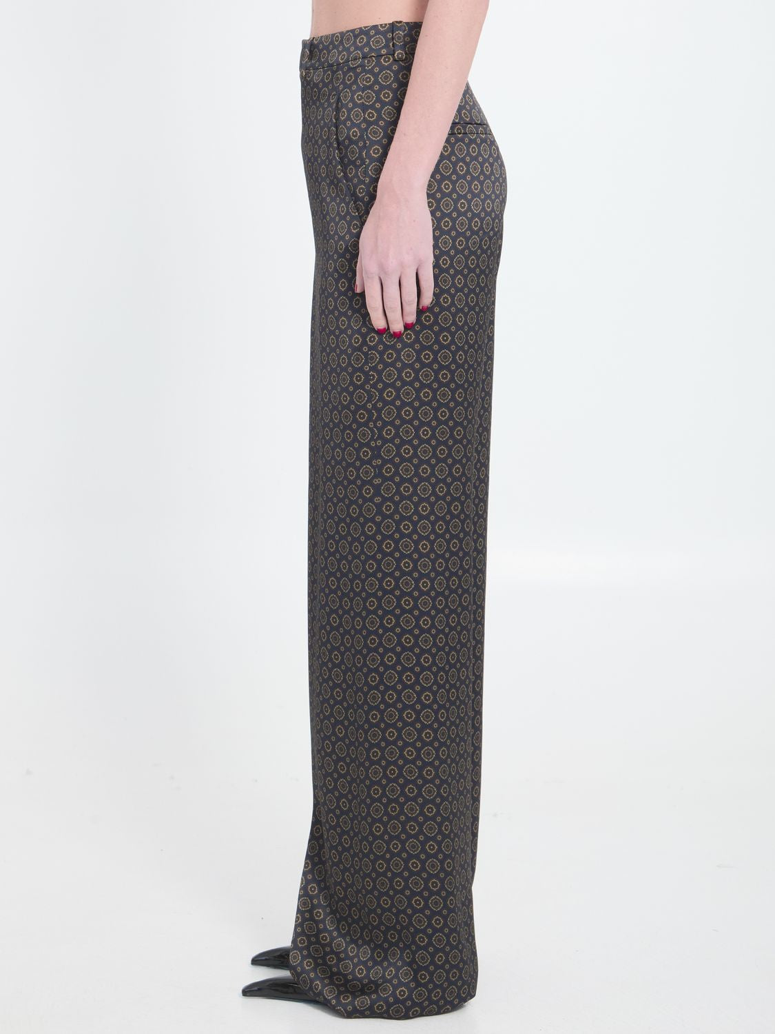 SAINT LAURENT Printed Satin Wide-Leg Pants for Women