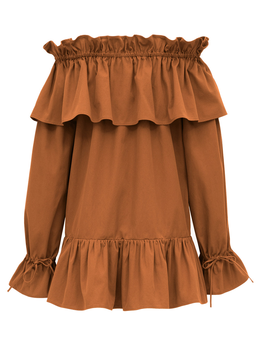 SAINT LAURENT Off-the-Shoulder Ruffled Mini Dress (Size 36)