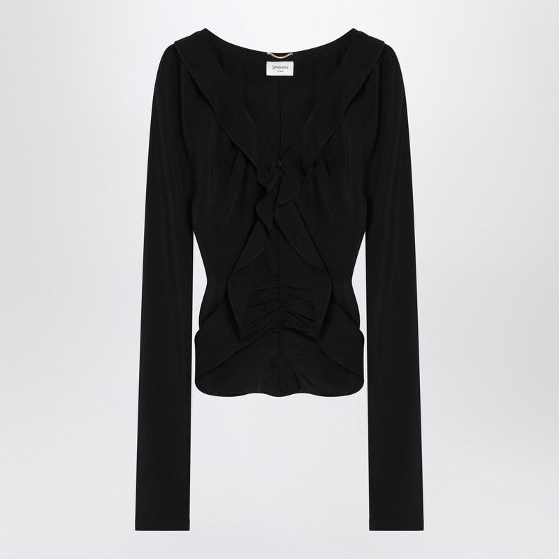 SAINT LAURENT Ruffled Silk Blouse for Women