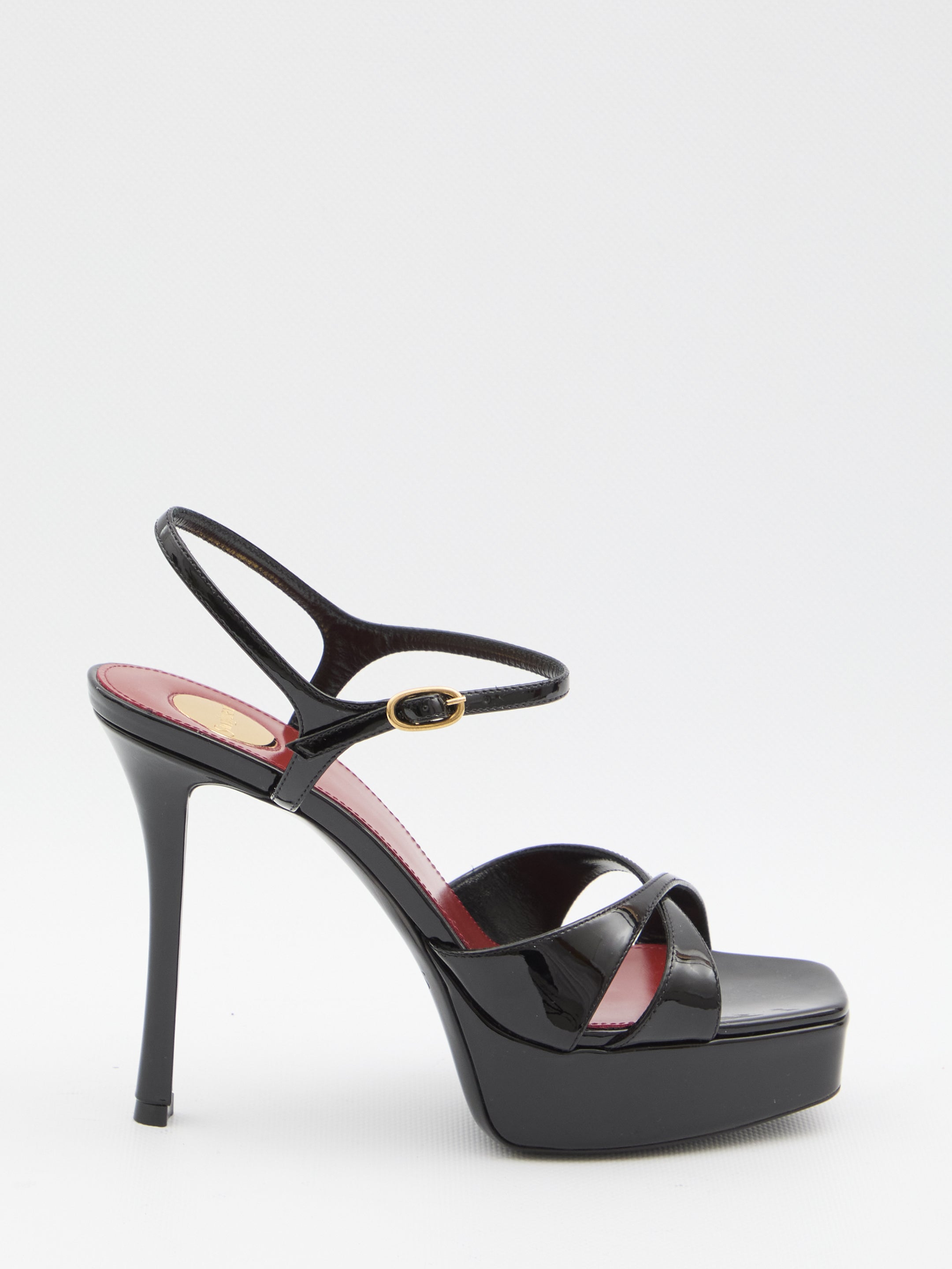 SAINT LAURENT Debbie Patent Leather Sandals for Women