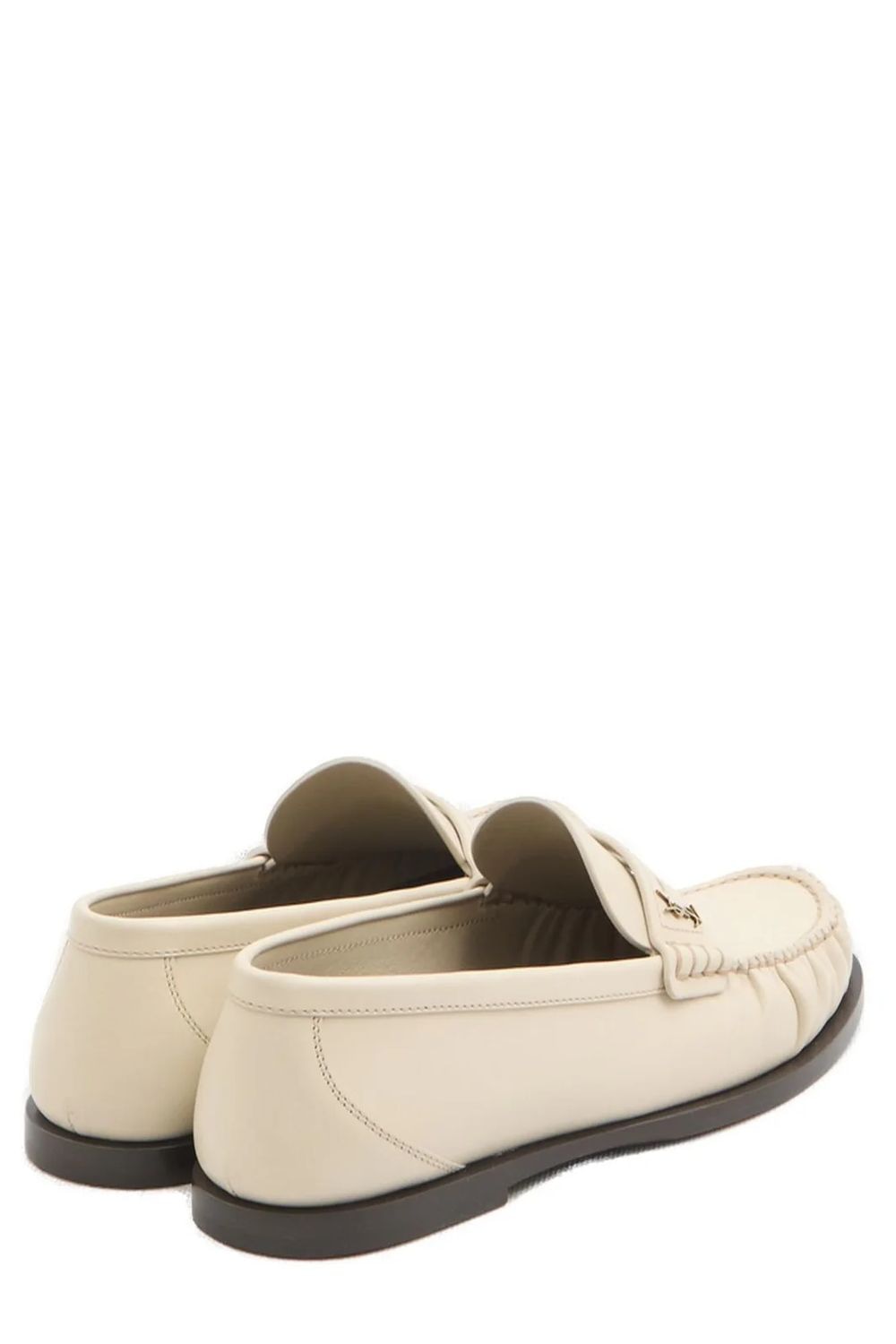 SAINT LAURENT Moccasins with Gathered Toe and Metal Logo - Height 0.5cm