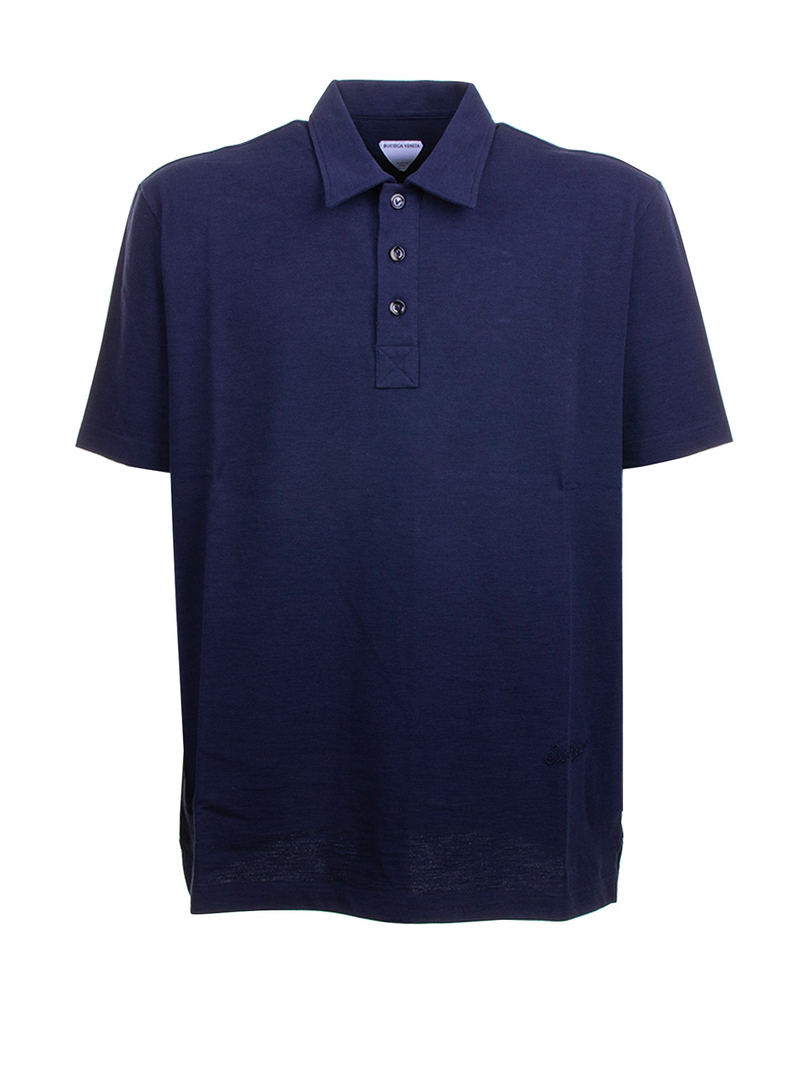 BOTTEGA VENETA Men's Cotton Piqué Polo with Creased Pleated Effect