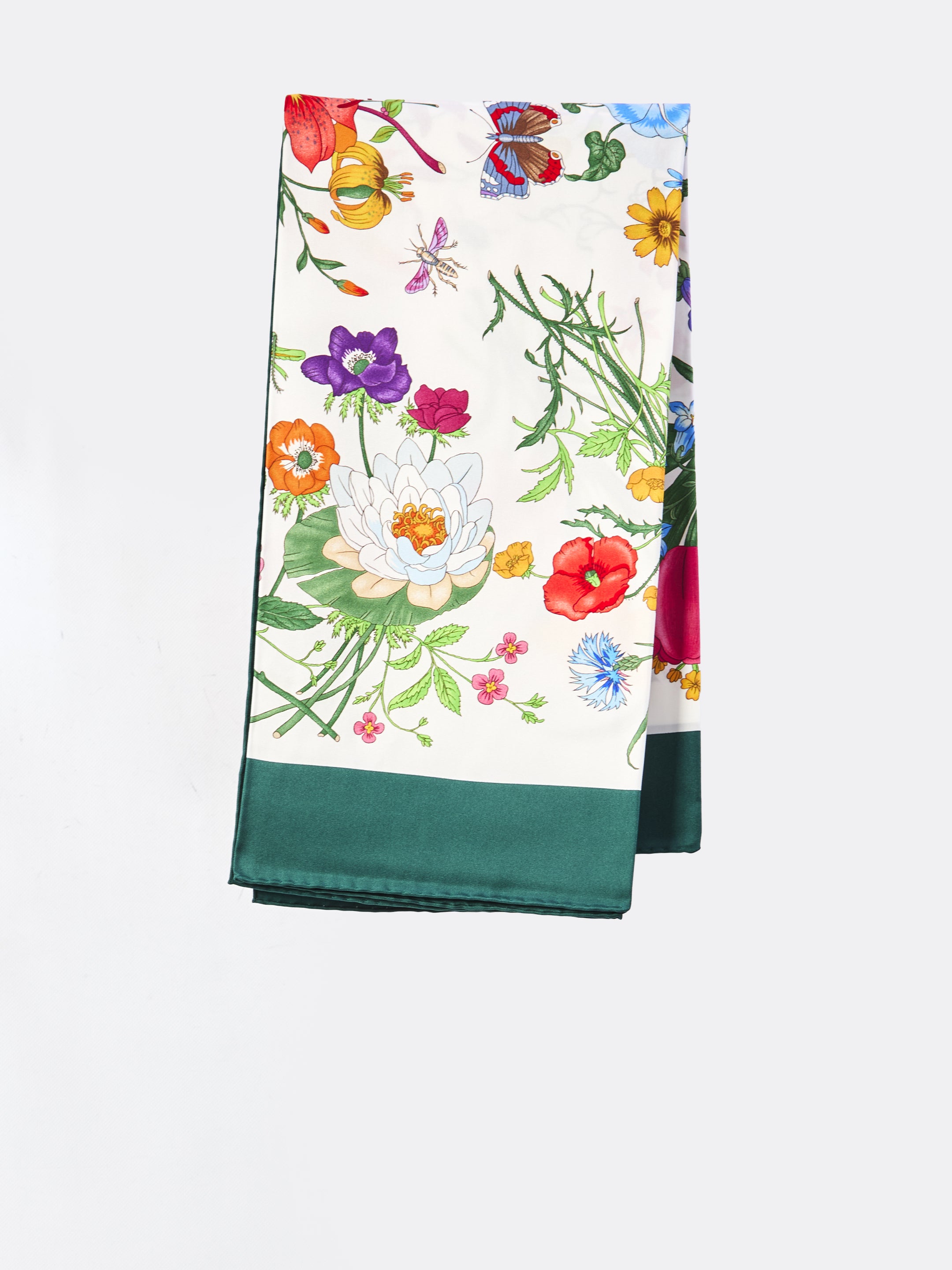 GUCCI Floral Print Silk Twill Scarf 90x90 cm