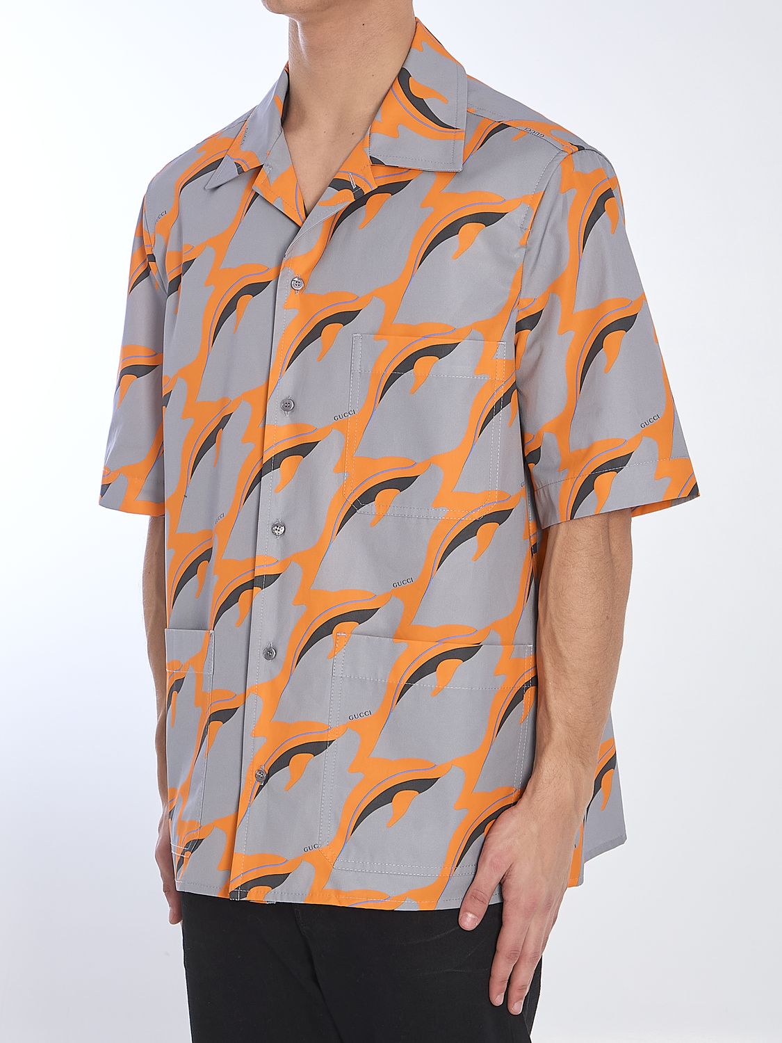 GUCCI Printed Short-Sleeved Shirt (Size M)