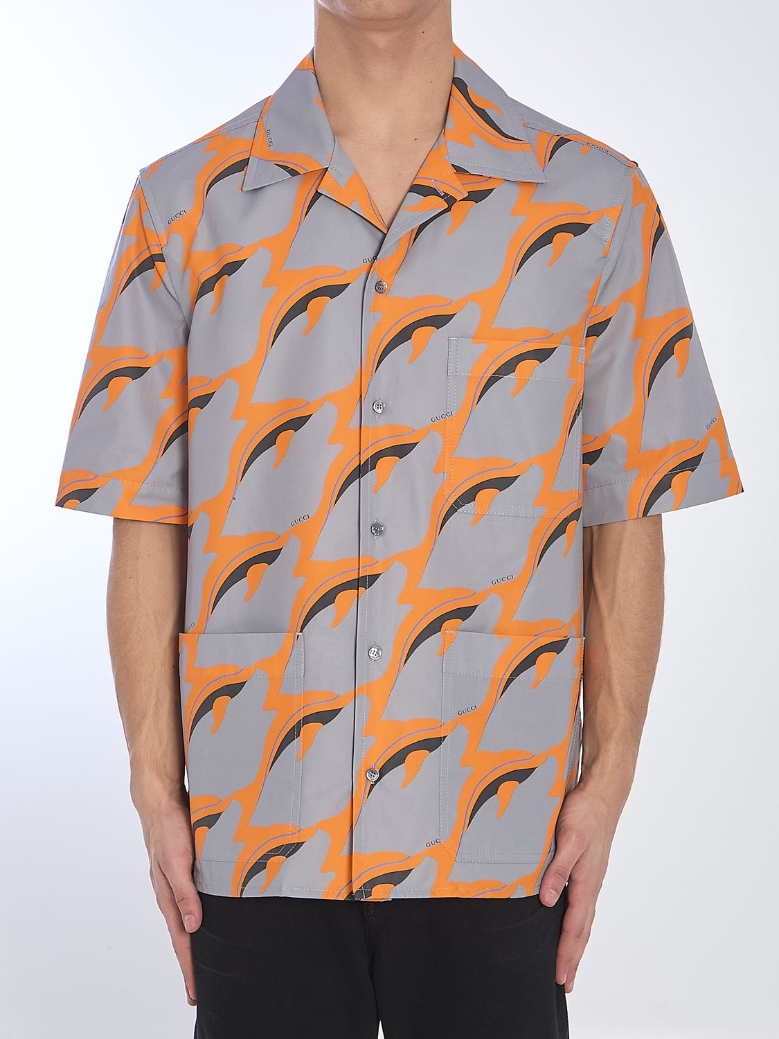 GUCCI Printed Short-Sleeved Shirt (Size M)