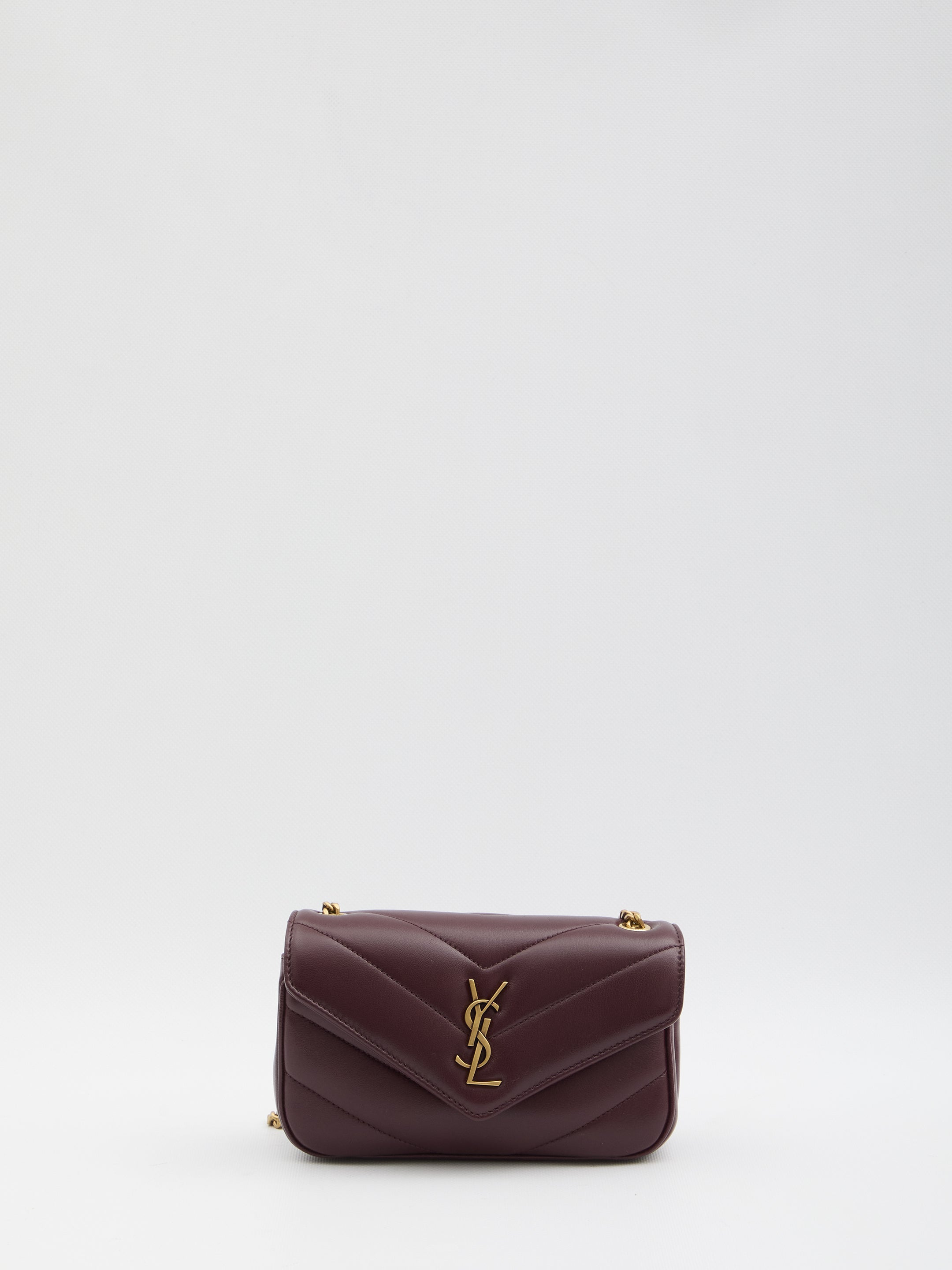 SAINT LAURENT Mini Quilted Lamb Leather Handbag with Removable Pouch - 12x20x5 cm