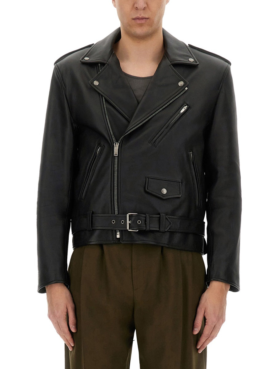 SAINT LAURENT Men's Leather Biker Jacket - Size 50