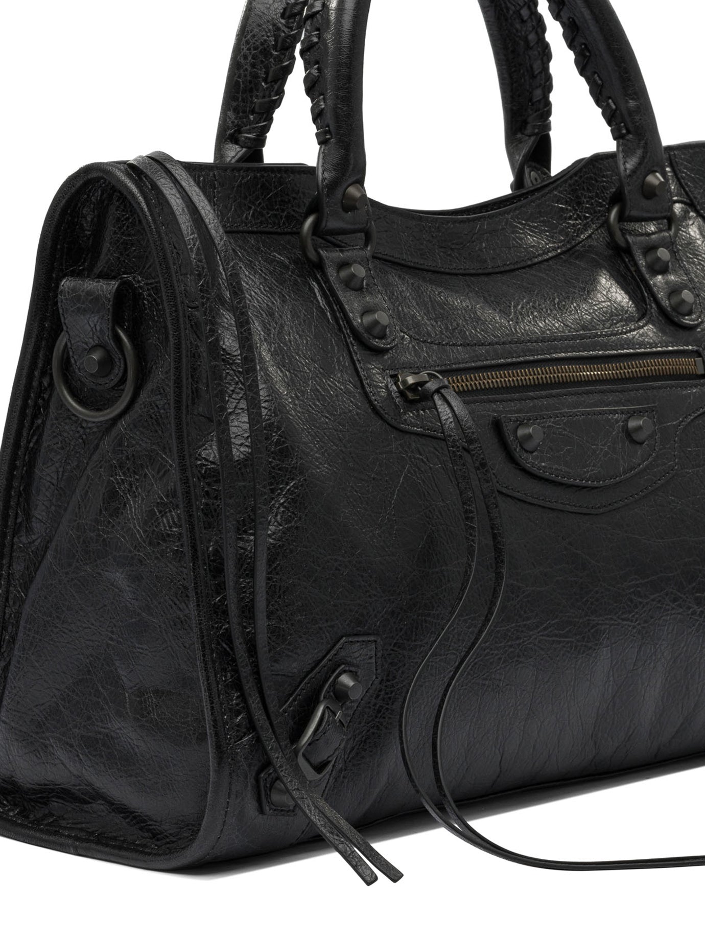 BALENCIAGA Luxe Lamb Leather Shoulder Handbag - Medium Size